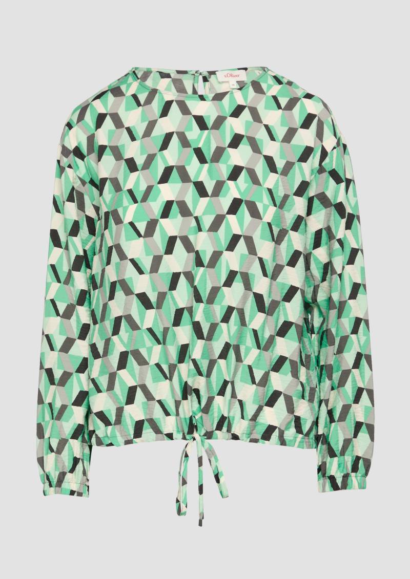 s.Oliver - Viskosemix-Bluse in O-Shape, Damen, grün von s.Oliver