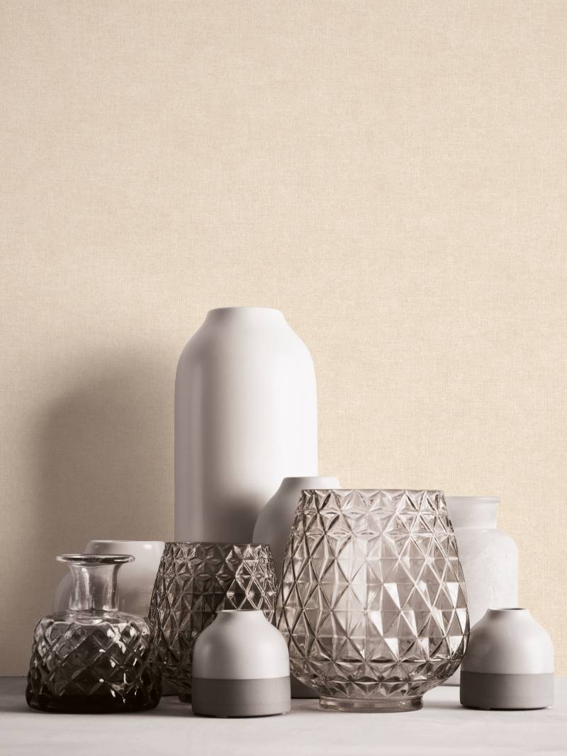 s.Oliver Vliestapete "Unitapete mit Leinenstruktur, Farbe Sand Beige" uni strukturiert Wandtapete in Textil-Optik einfarbig für Küche, Schlafzimmer von s.Oliver