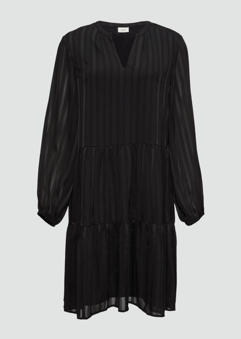 s.Oliver - Volantkleid aus Chiffon mit Streifen und Glitzer, Damen, schwarz von s.Oliver