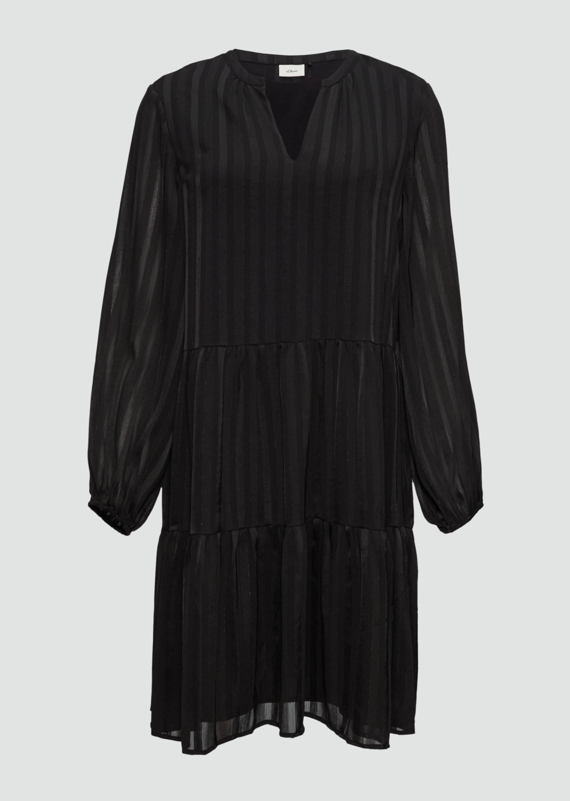 s.Oliver - Volantkleid aus Chiffon mit Streifen und Glitzer, Damen, schwarz von s.Oliver