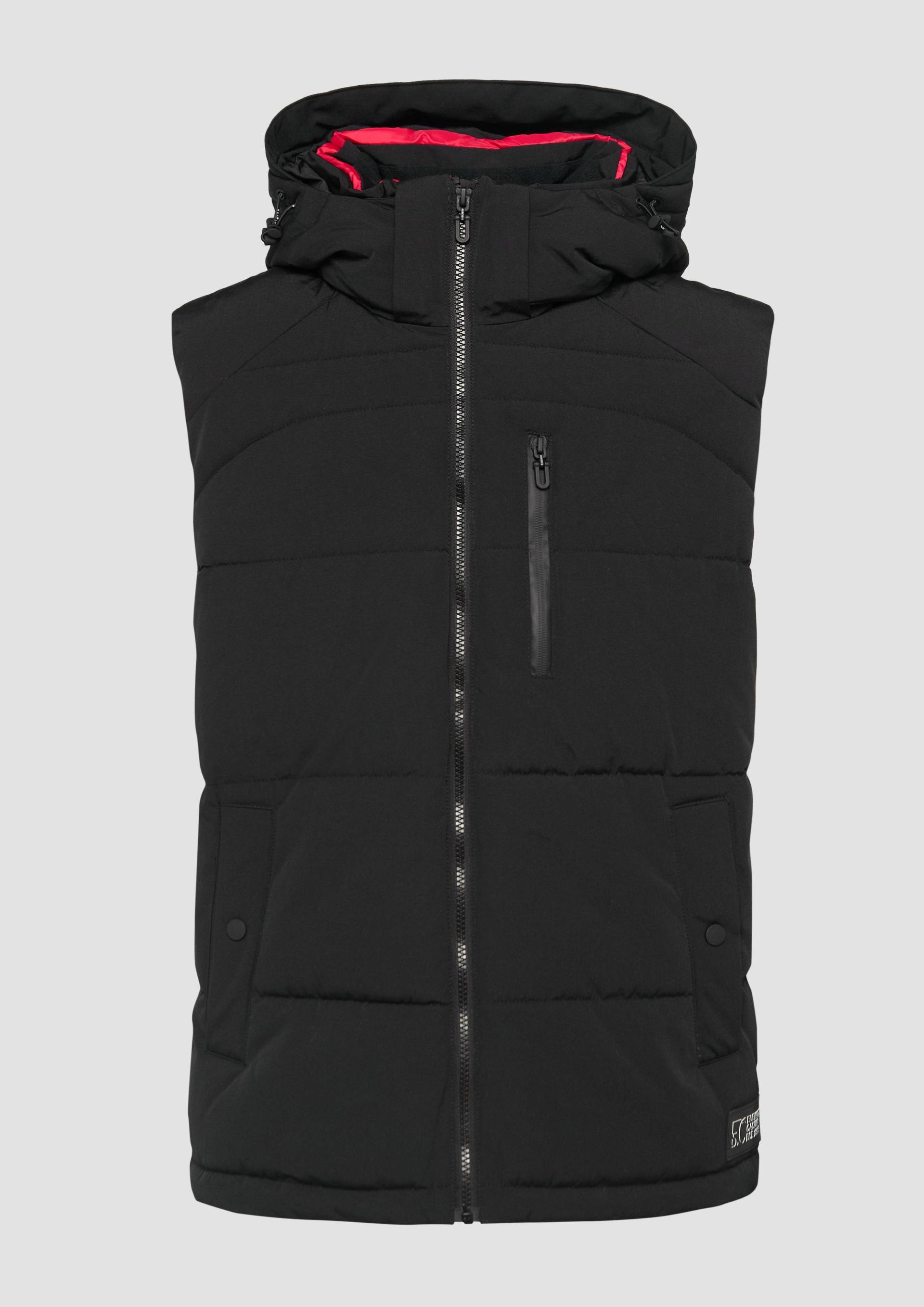 s.Oliver - Wärmende Steppweste mit abnehmbarer Kapuze, Herren, schwarz von s.Oliver