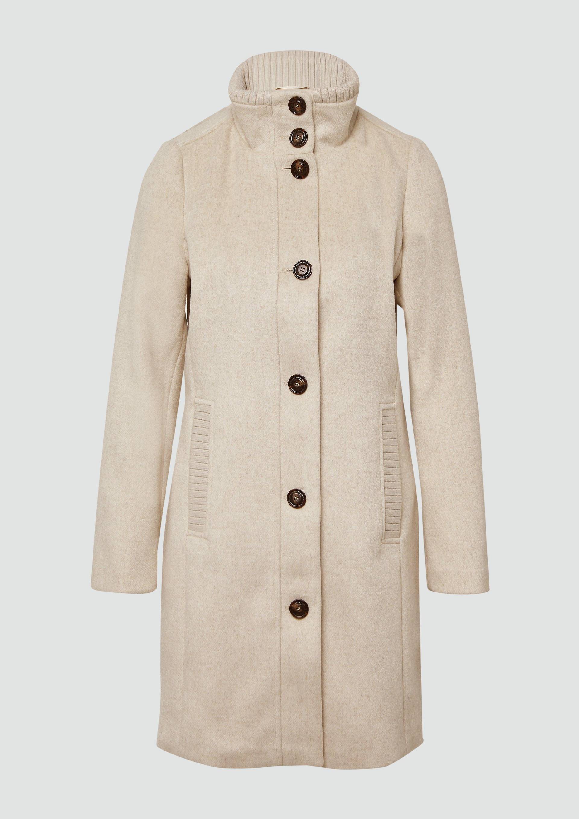 s.Oliver - Kurzer Mantel aus Wollmix mit Knopfleiste, Damen, Beige von s.Oliver