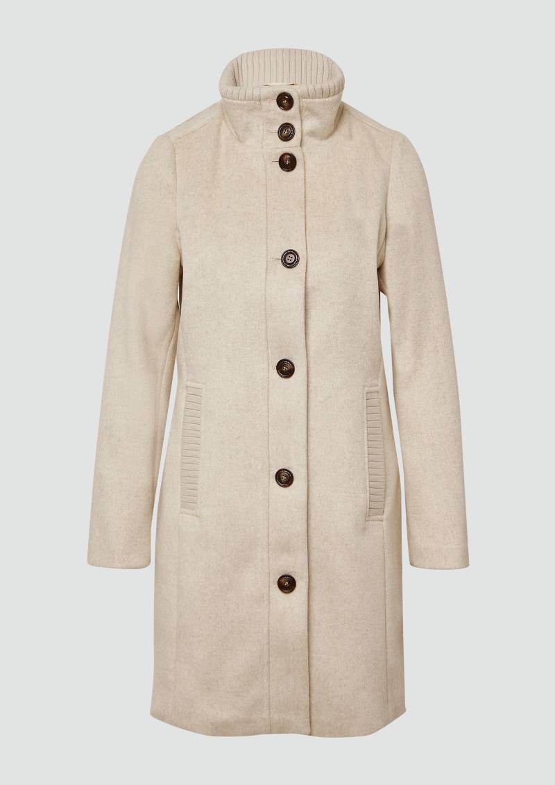 s.Oliver - Kurzer Mantel aus Wollmix mit Knopfleiste, Damen, Beige von s.Oliver
