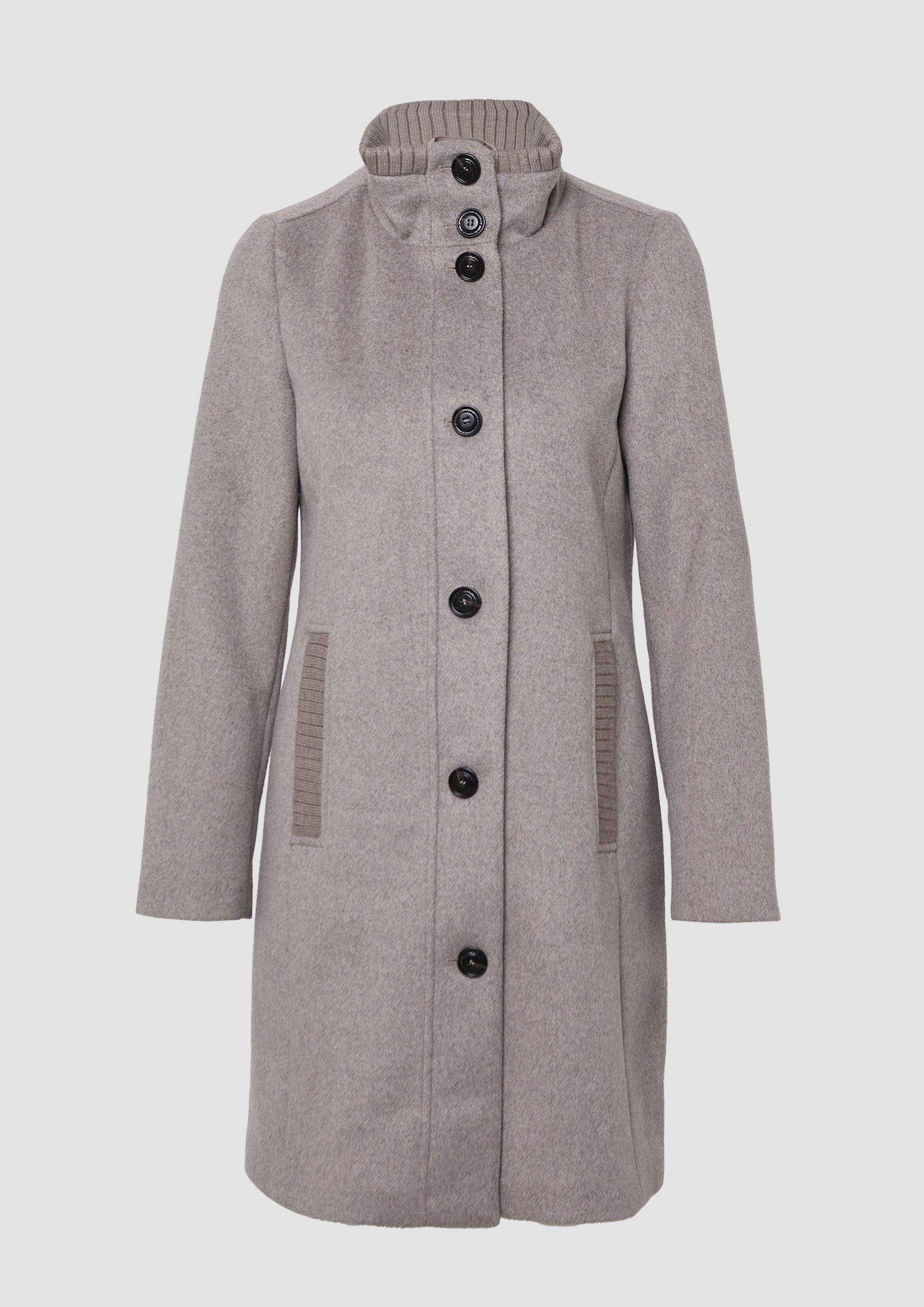 s.Oliver - Kurzer Mantel aus Wollmix mit Knopfleiste, Damen, grau von s.Oliver