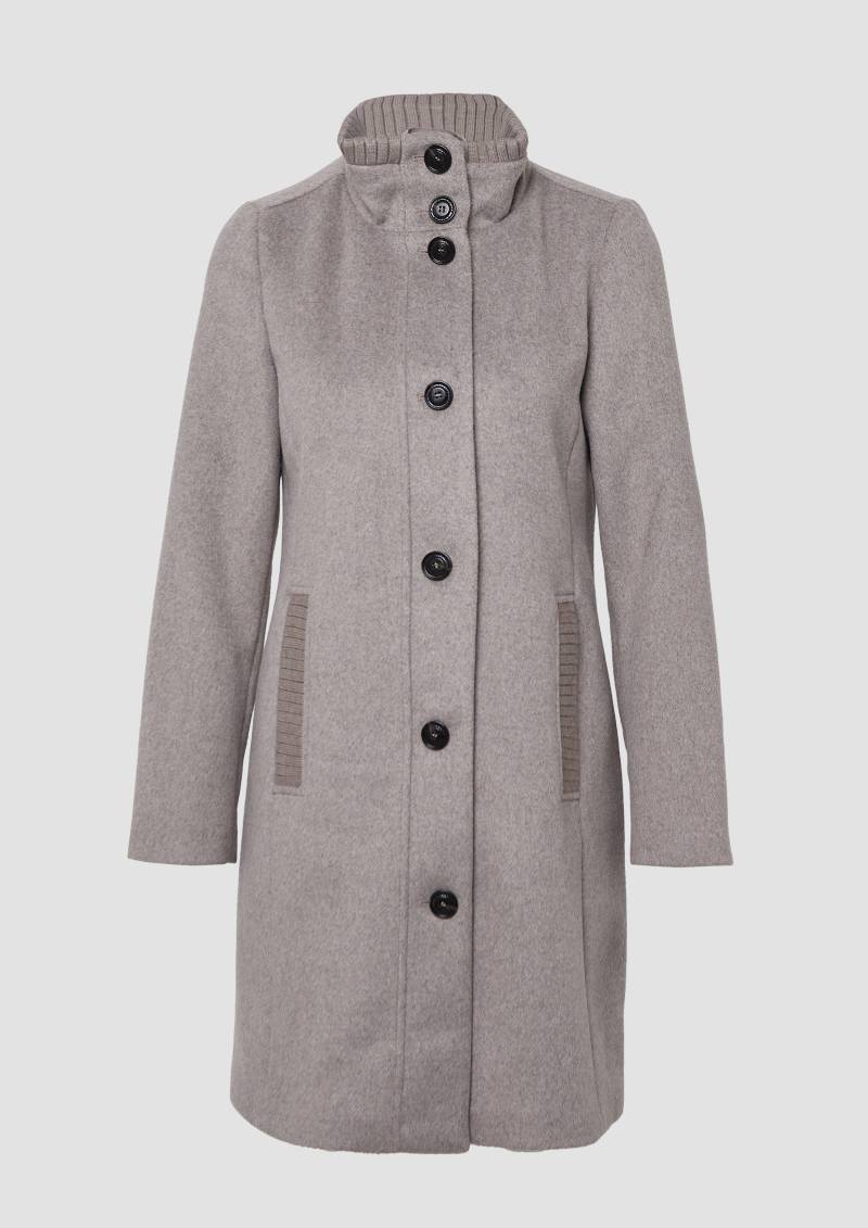 s.Oliver - Kurzer Mantel aus Wollmix mit Knopfleiste, Damen, grau von s.Oliver