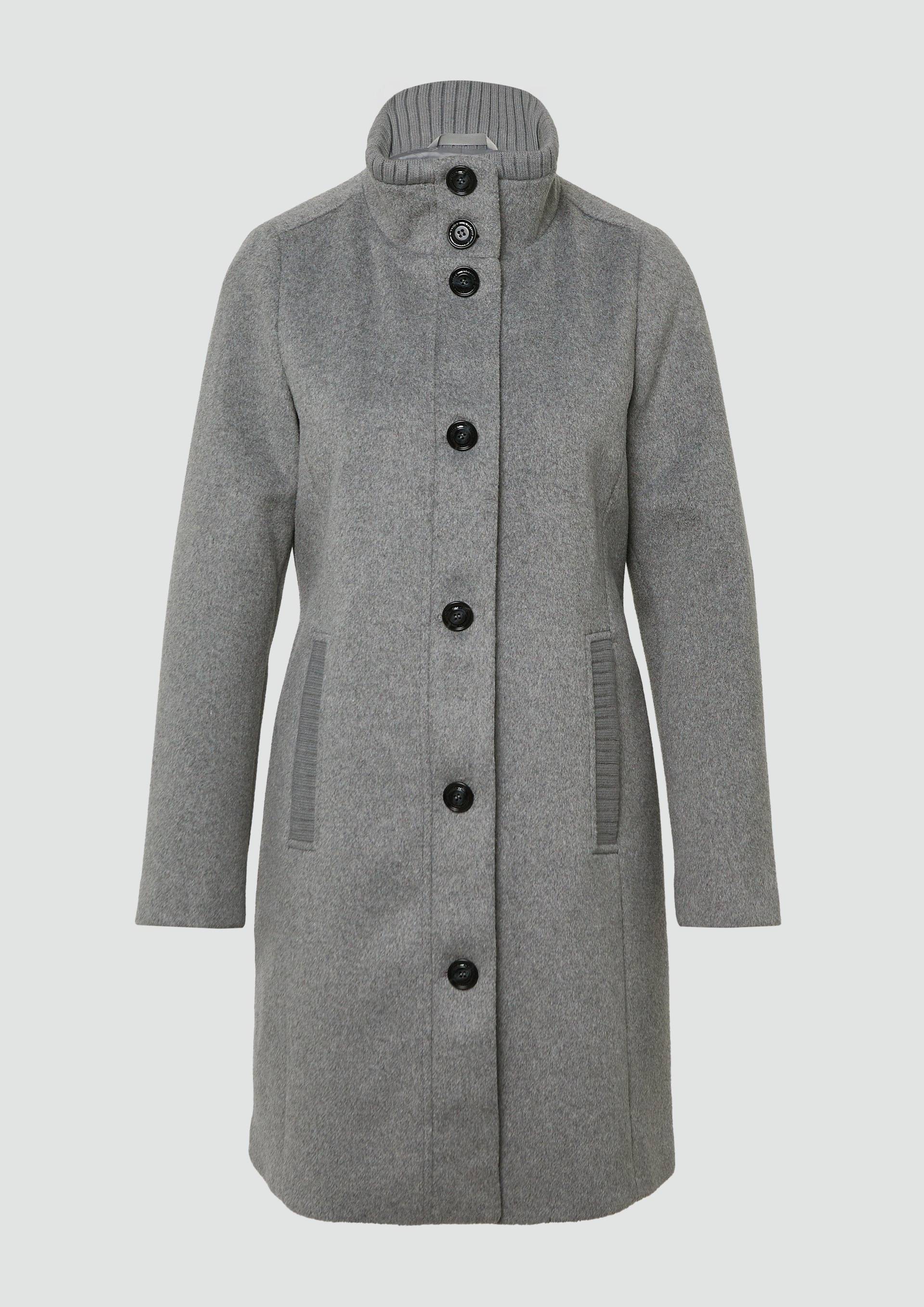 s.Oliver - Kurzer Mantel aus Wollmix mit Knopfleiste, Damen, grau von s.Oliver