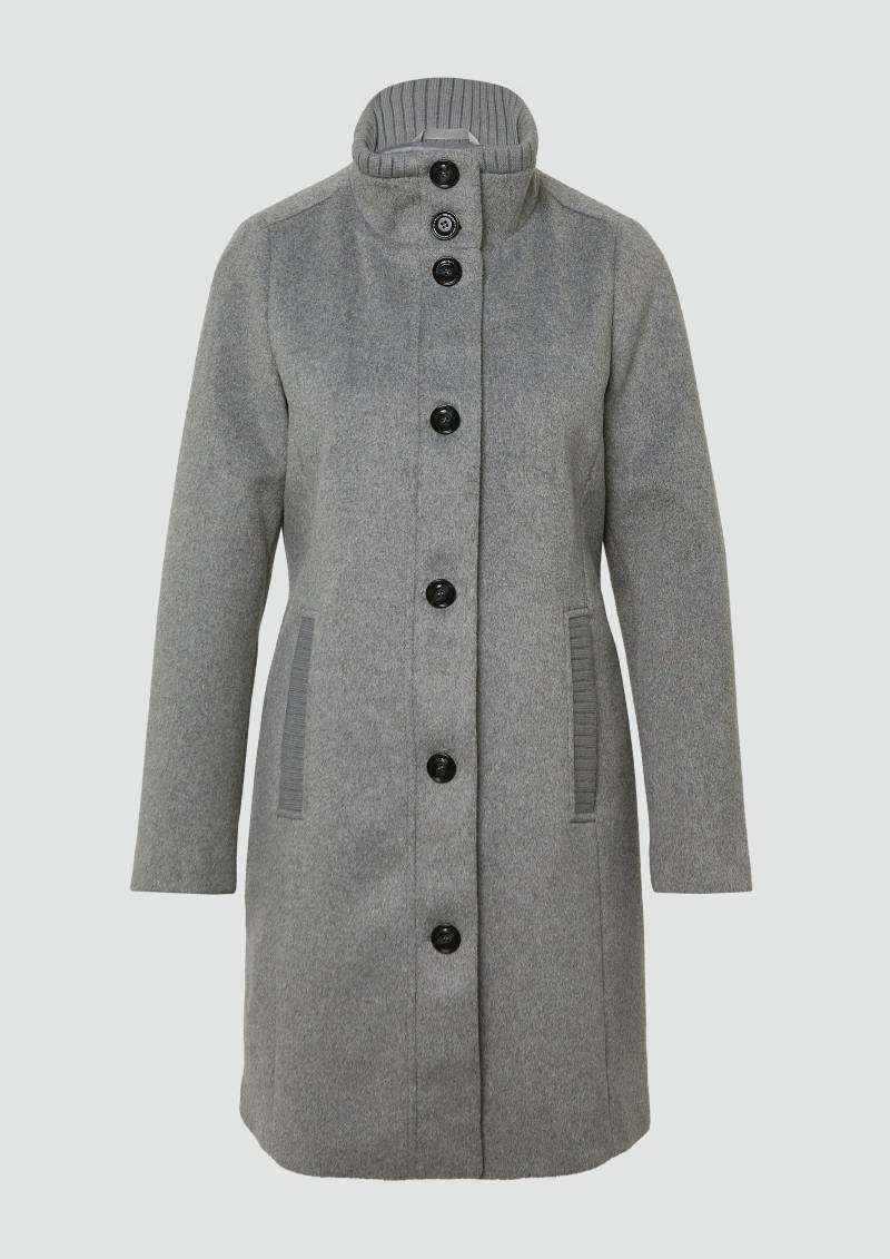 s.Oliver - Kurzer Mantel aus Wollmix mit Knopfleiste, Damen, grau von s.Oliver