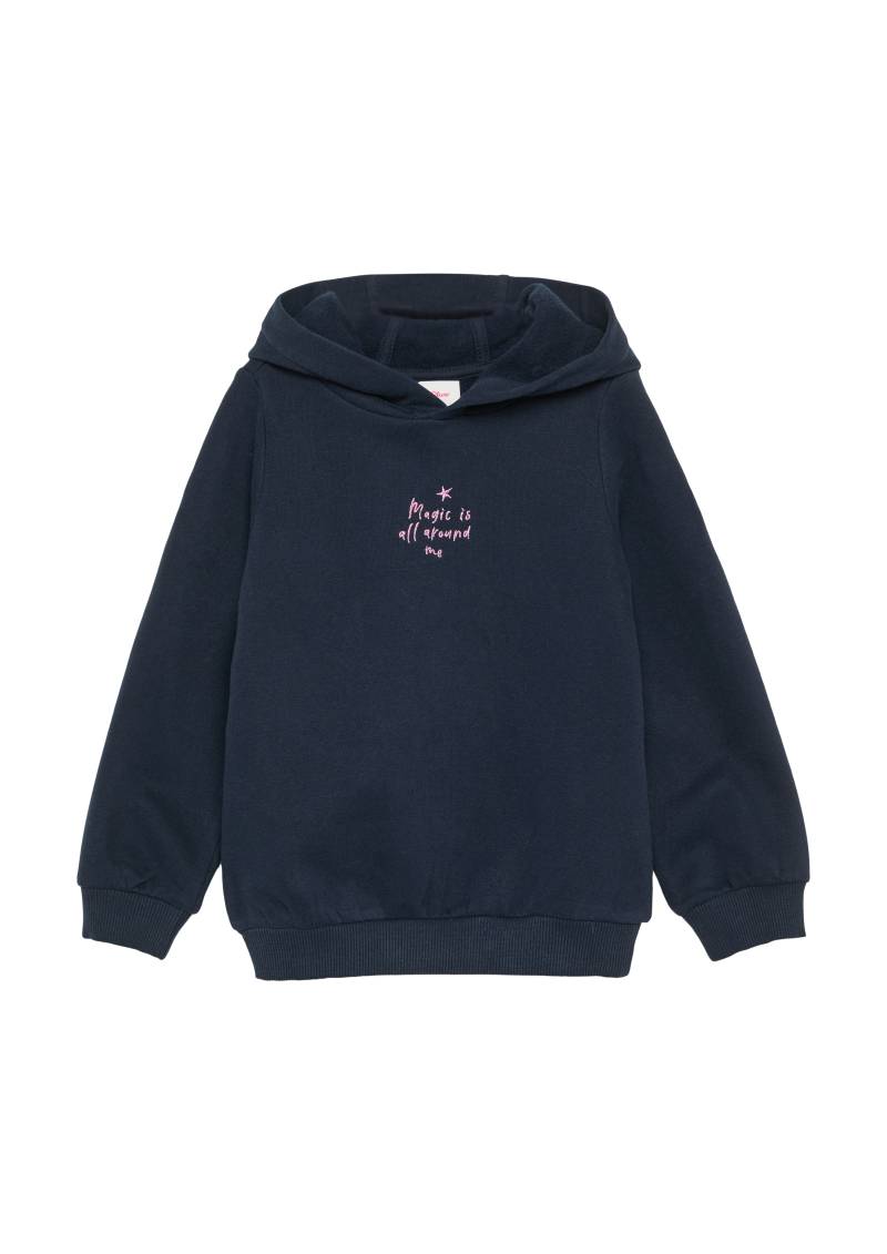 s.Oliver - Wärmender Hoodie mit Glitzer-Stickerei auf Front und Rücken, Kinder, blau von s.Oliver