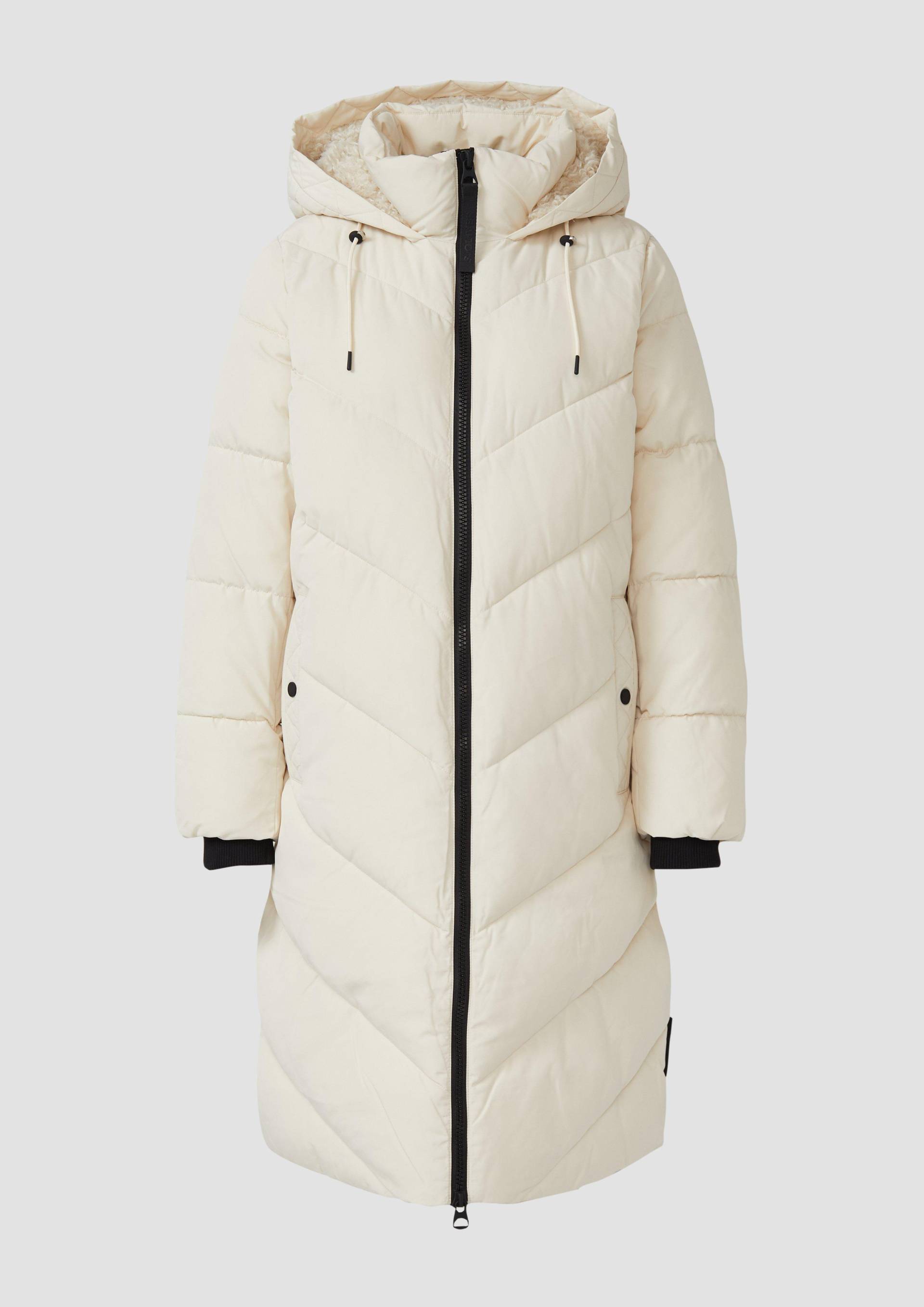 s.Oliver - Steppmantel mit Teddyplüsch-Kapuze, Damen, Beige von s.Oliver