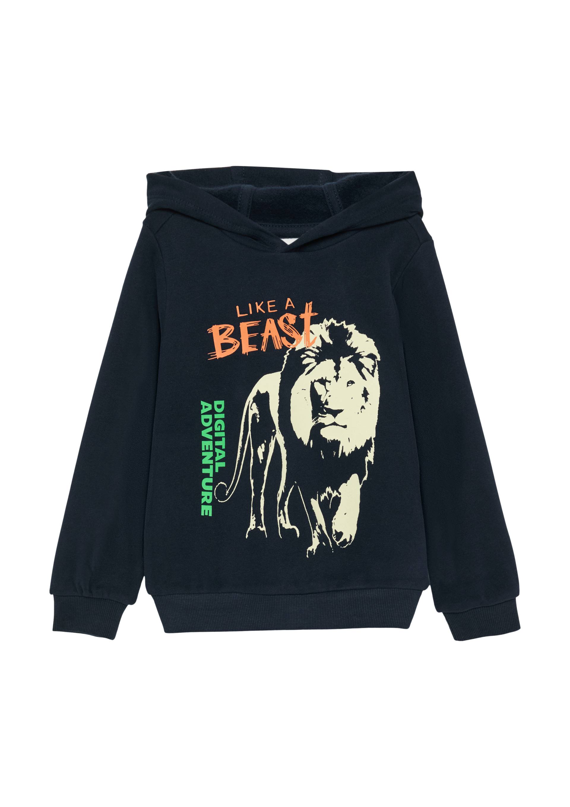 s.Oliver - Wärmendes Kapuzen-Sweatshirt mit Glow-in-the-dark-Print, Kinder, blau von s.Oliver