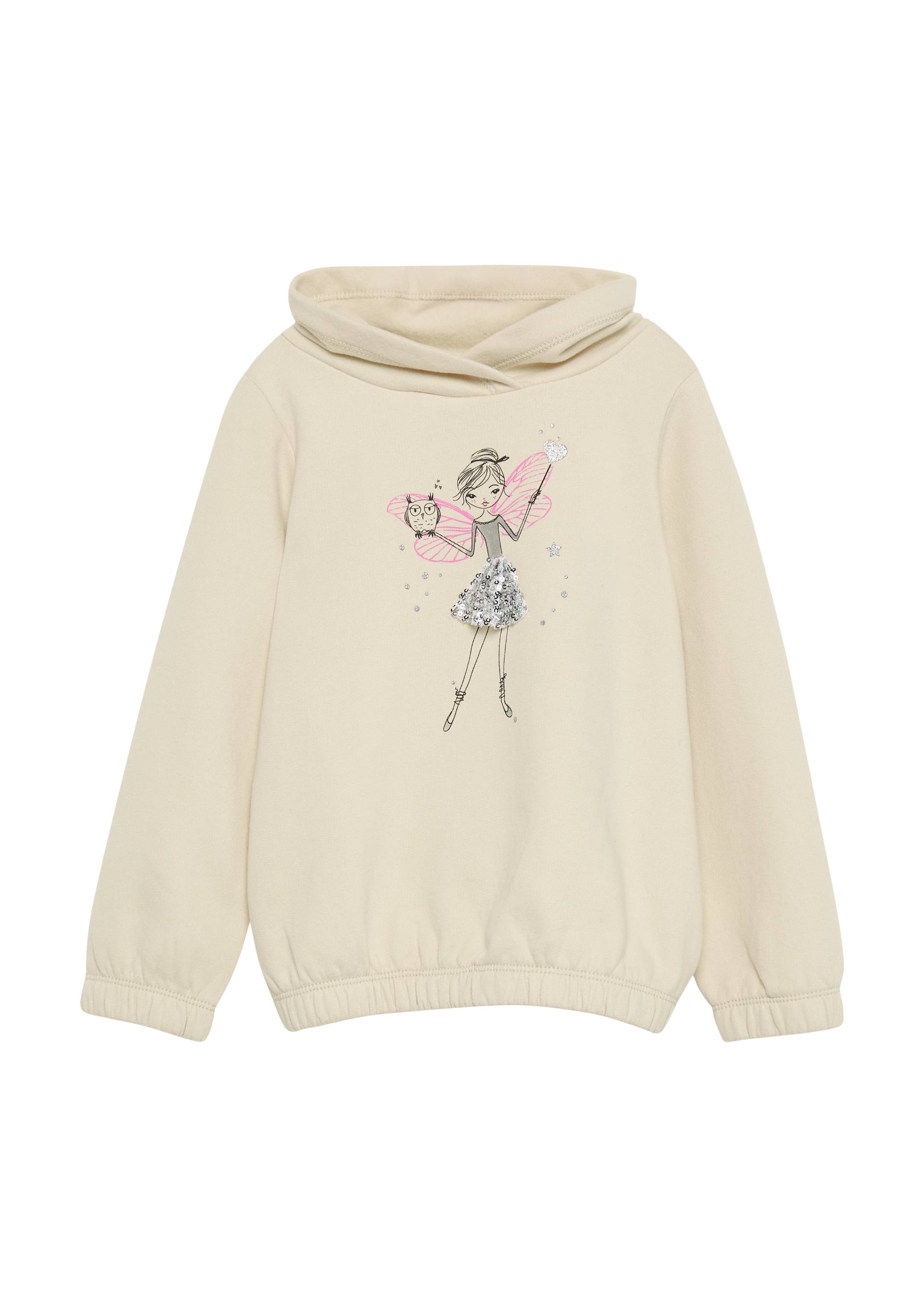 s.Oliver - Wärmendes Sweatshirt mit Schalkragen und Glitzer-Artwork, Kinder, Beige von s.Oliver