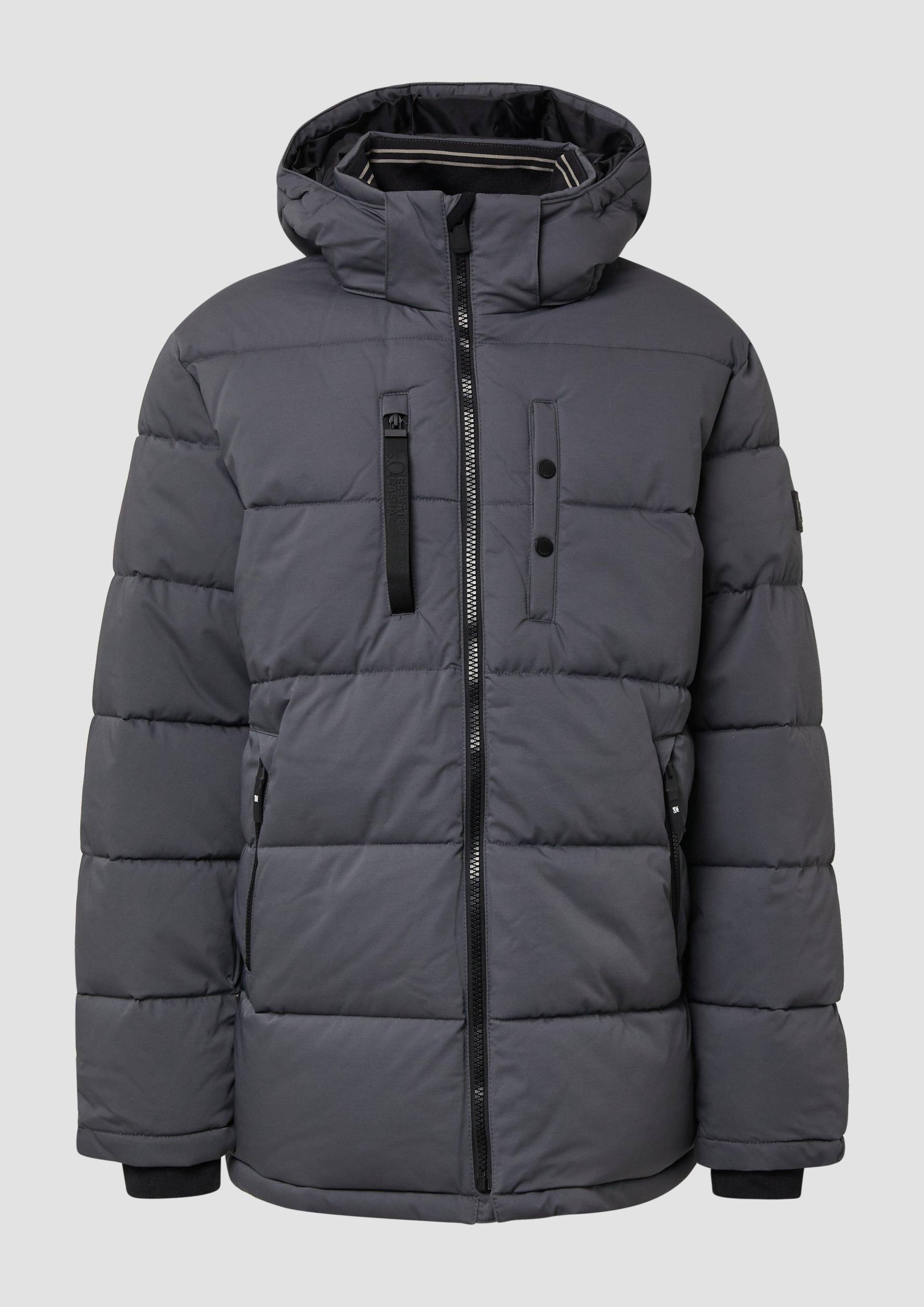 s.Oliver - Wasserabweisende Pufferjacke mit abnehmbarer Kapuze und sportiven Details, Herren, grau von s.Oliver