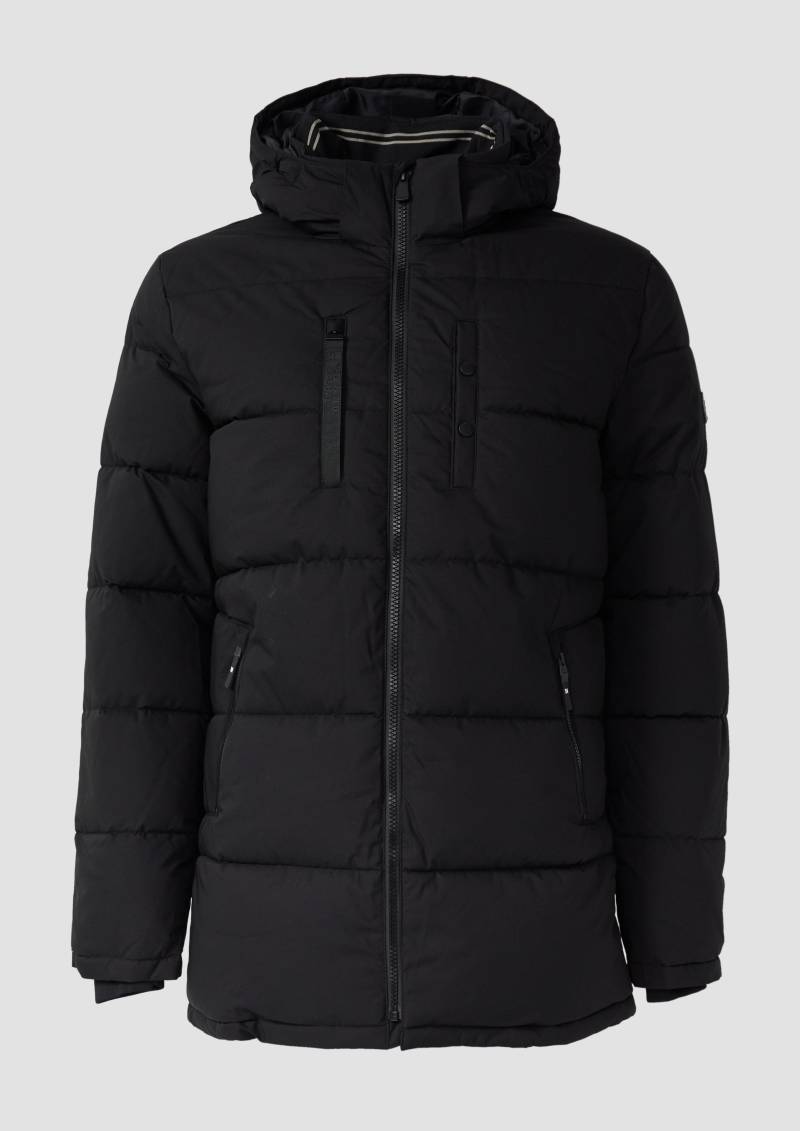 s.Oliver - Wasserabweisende Pufferjacke mit abnehmbarer Kapuze und sportiven Details, Herren, schwarz von s.Oliver