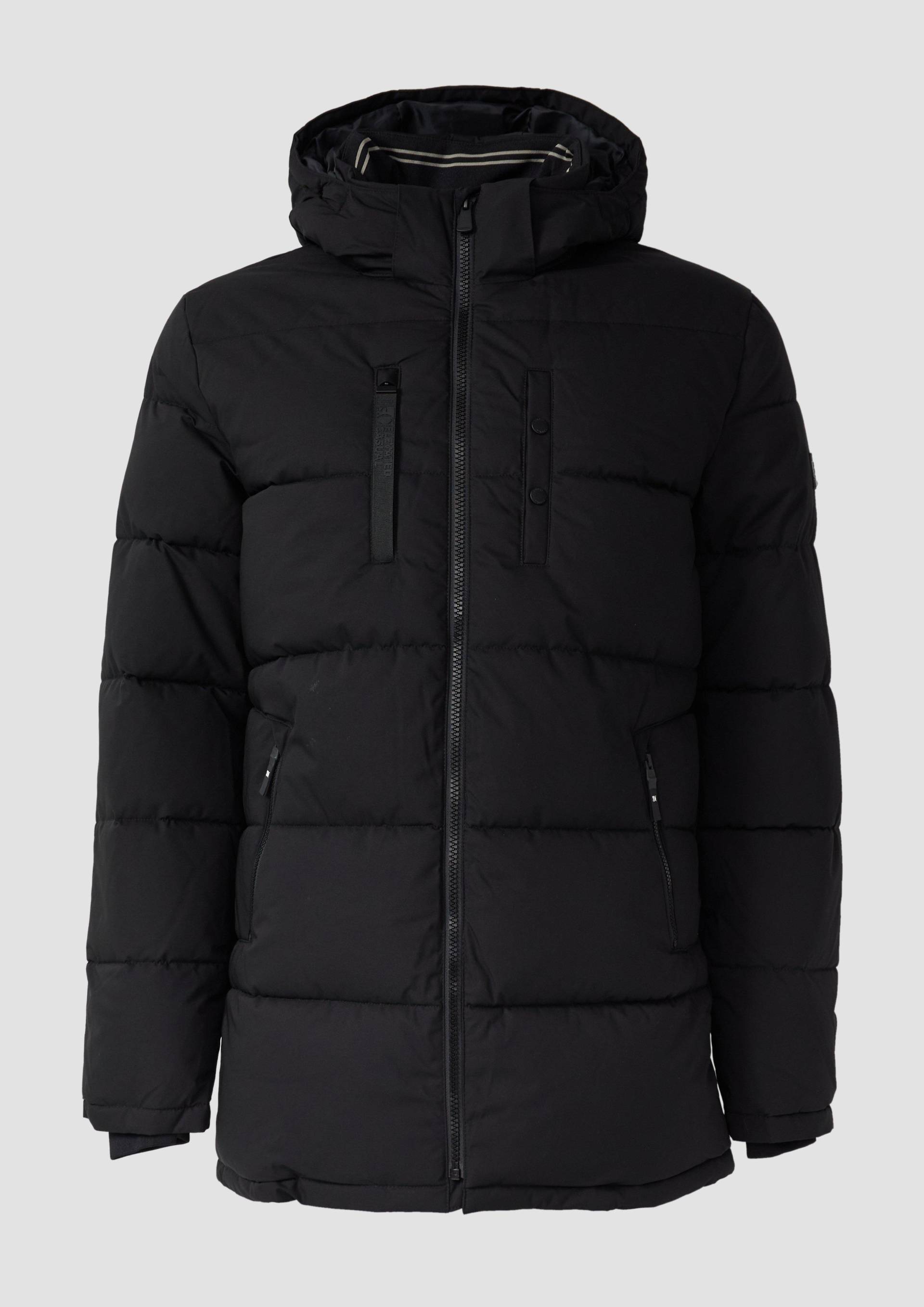 s.Oliver - Wasserabweisende Pufferjacke mit abnehmbarer Kapuze und sportiven Details, Herren, schwarz von s.Oliver