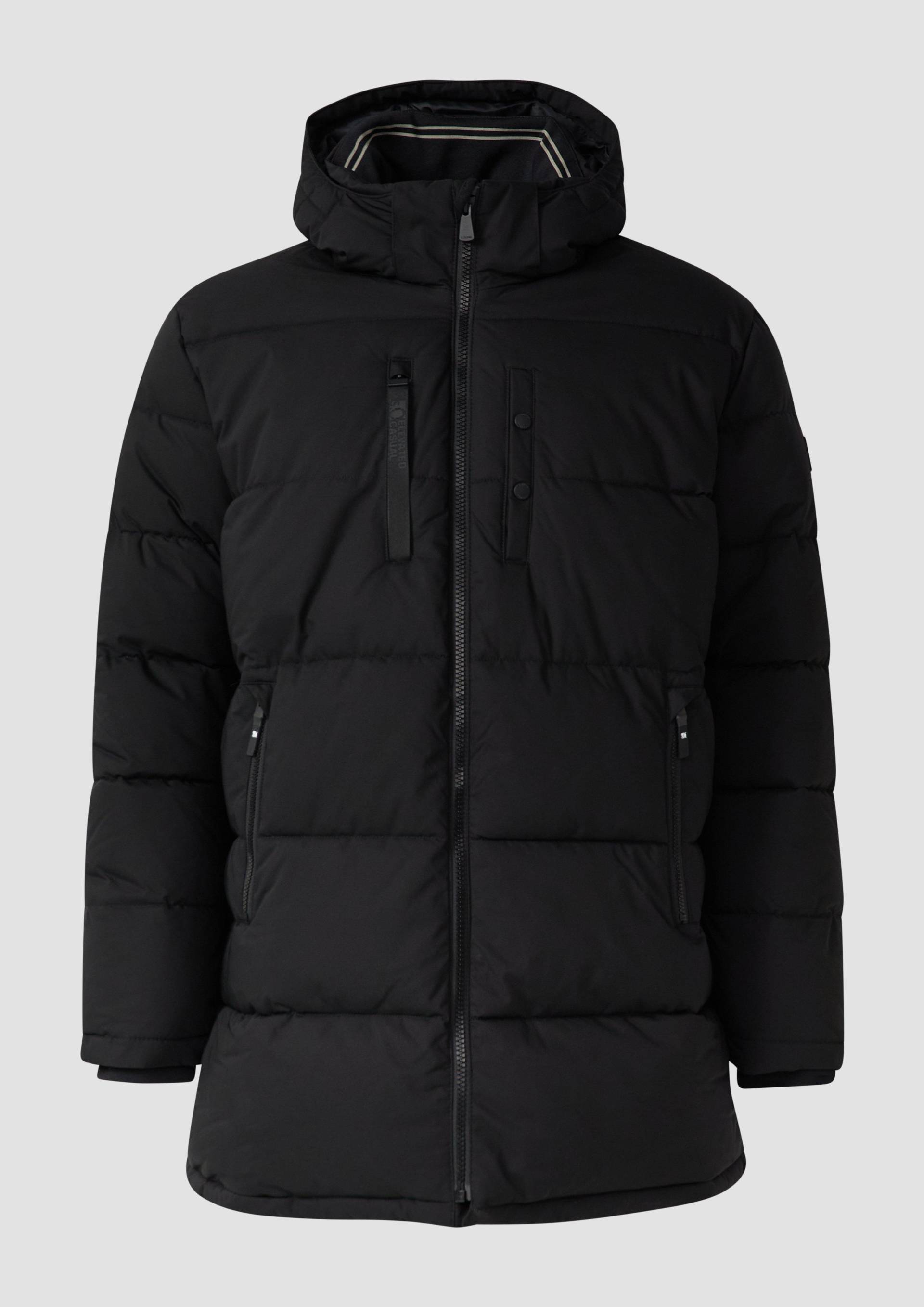 s.Oliver - Wasserabweisende Pufferjacke mit abnehmbarer Kapuze und sportiven Details, Herren, schwarz von s.Oliver
