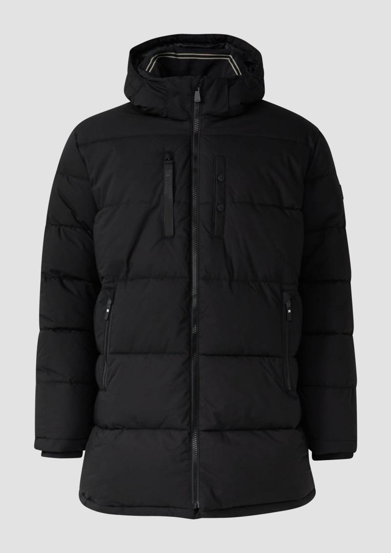 s.Oliver - Wasserabweisende Pufferjacke mit abnehmbarer Kapuze und sportiven Details, Herren, schwarz von s.Oliver