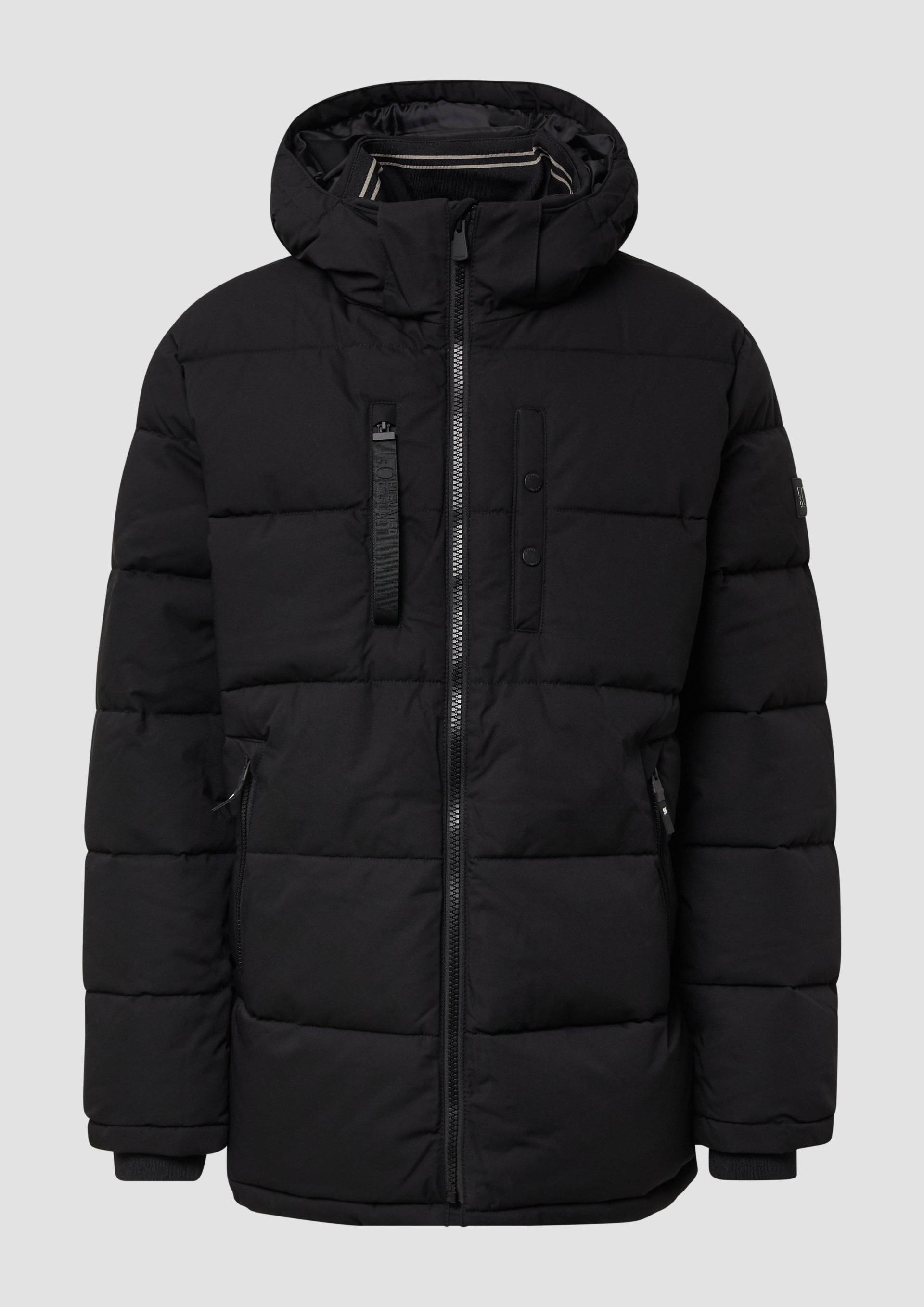 s.Oliver - Wasserabweisende Pufferjacke mit abnehmbarer Kapuze und sportiven Details, Herren, schwarz von s.Oliver