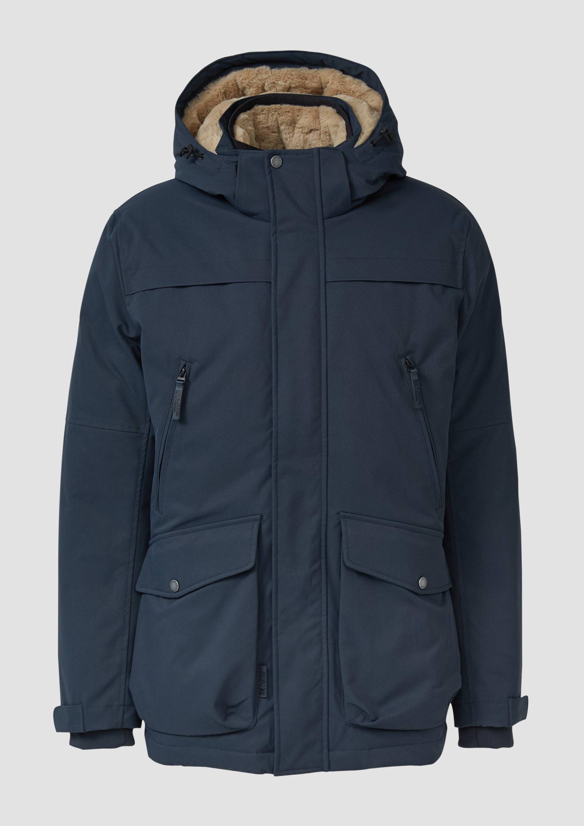 s.Oliver - Wasserabweisender Parka mit abnehmbarer Kapuze und Fake-Fur-Futter, Herren, blau von s.Oliver