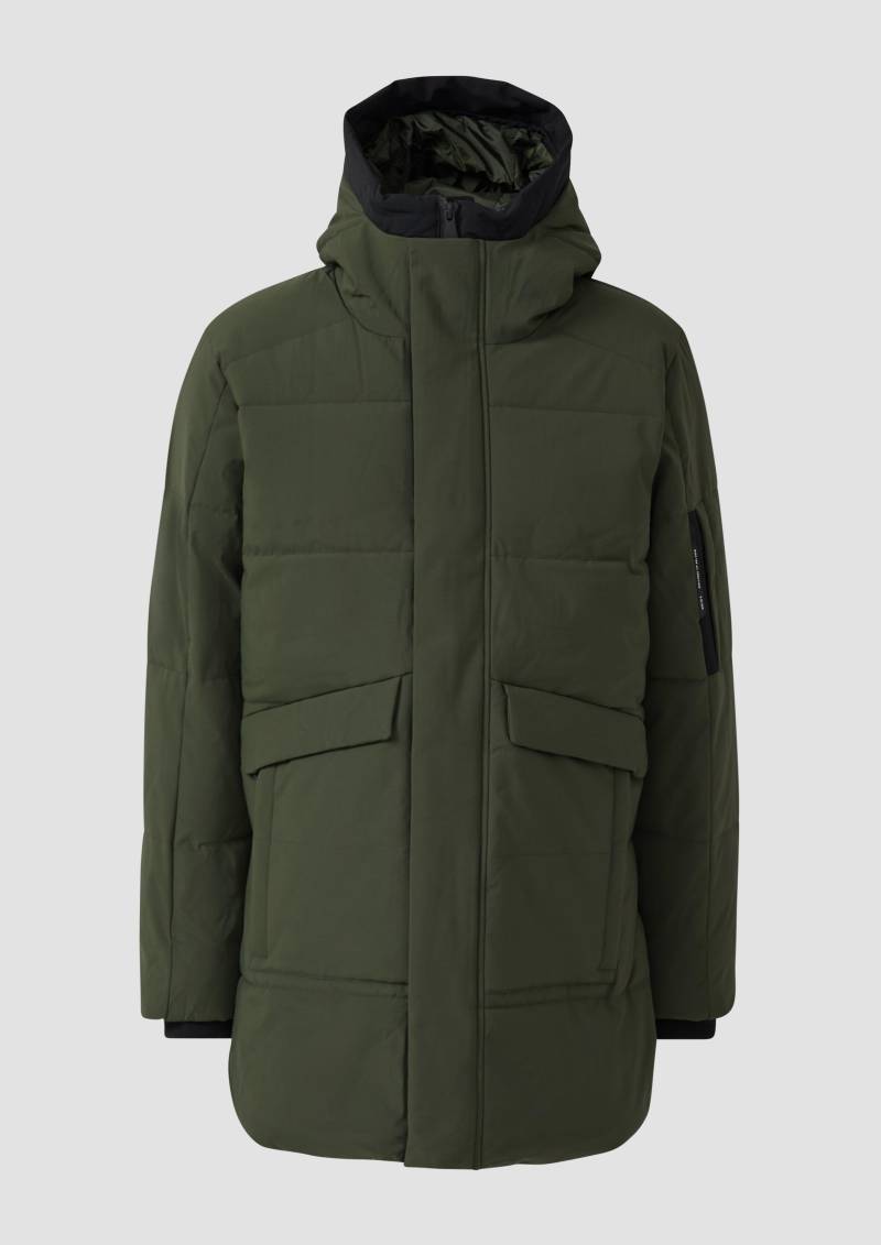 s.Oliver - Wasserabweisender Puffer-Parka mit Kapuze und sportiven Details, Herren, Grün von s.Oliver