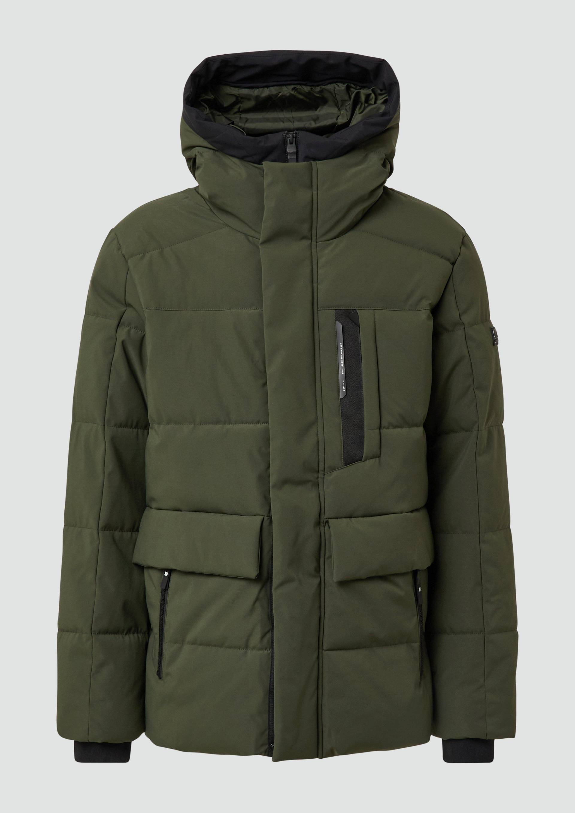s.Oliver - Wasserabweisender Puffer-Parka mit Kapuze und sportiven Details, Herren, Grün von s.Oliver