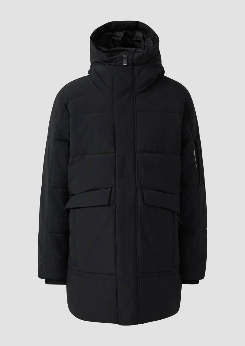 s.Oliver - Wasserabweisender Puffer-Parka mit Kapuze und sportiven Details, Herren, schwarz von s.Oliver