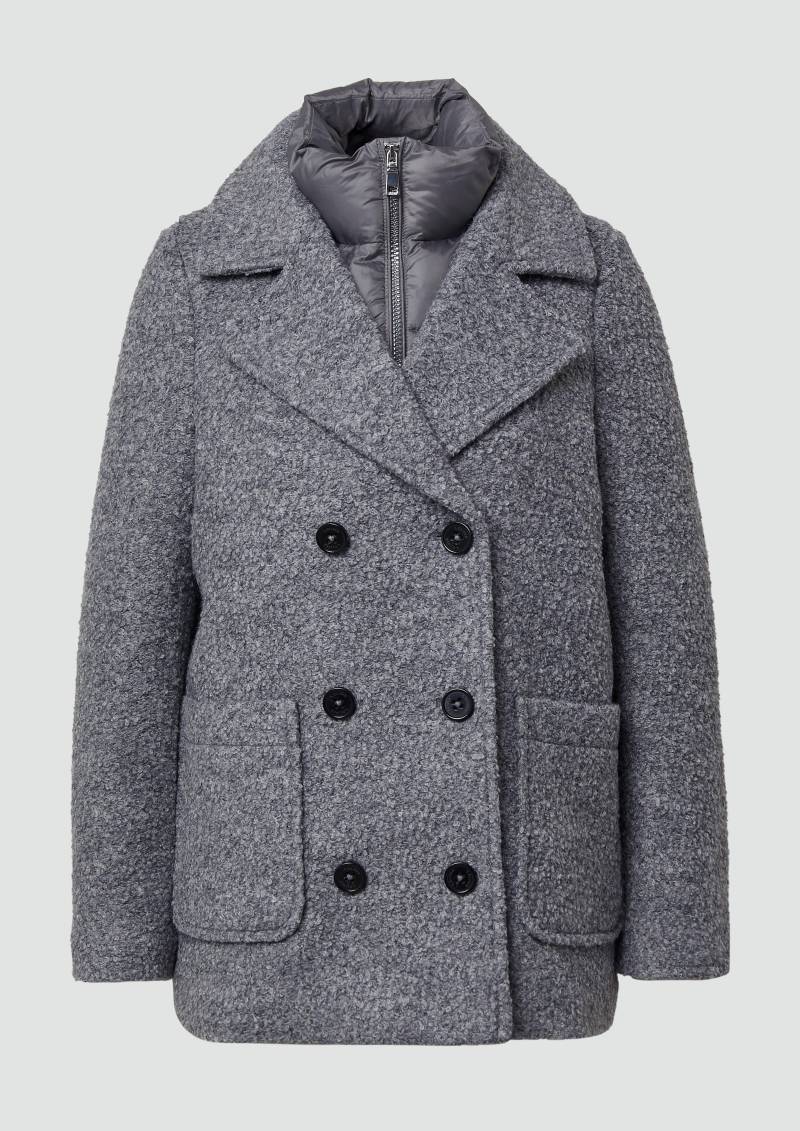 s.Oliver - Bouclé-Jacke mit herausnehmbarem Steppeinsatz, Damen, grau von s.Oliver