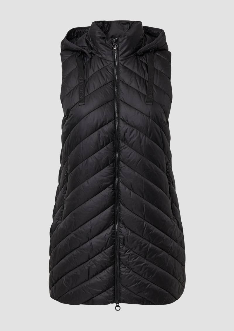 s.Oliver - Wattierte lange Outdoor-Weste mit Kapuze, Damen, schwarz von s.Oliver