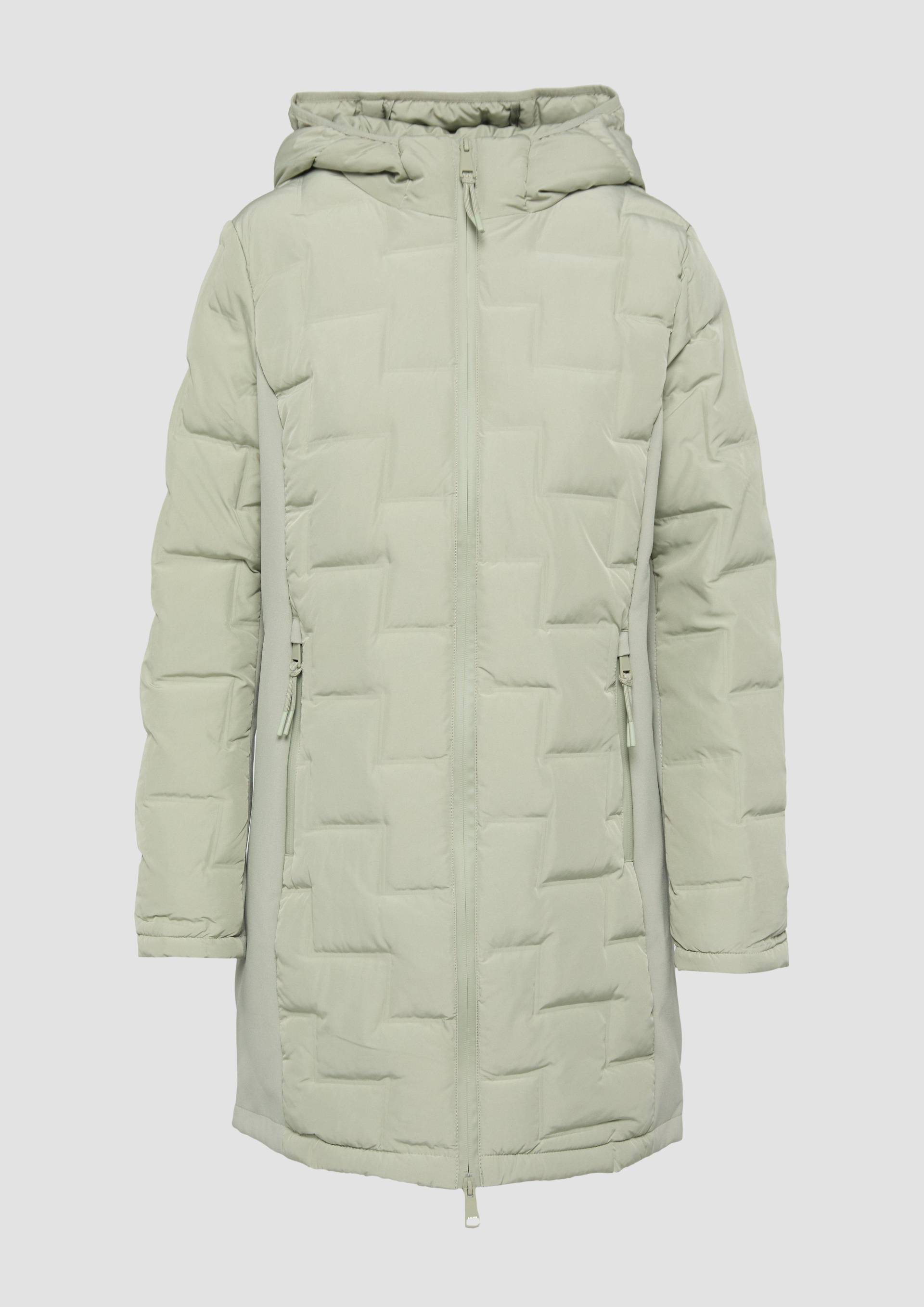 s.Oliver - Wattierter Mantel im Fabricmix, Damen, Grün von s.Oliver
