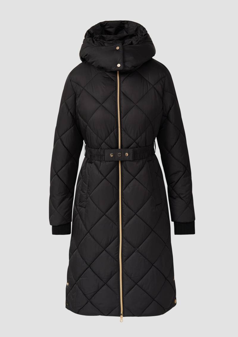 s.Oliver - Wattierter Steppmantel mit abnehmbarer Kapuze und Reißverschluss, Damen, schwarz von s.Oliver