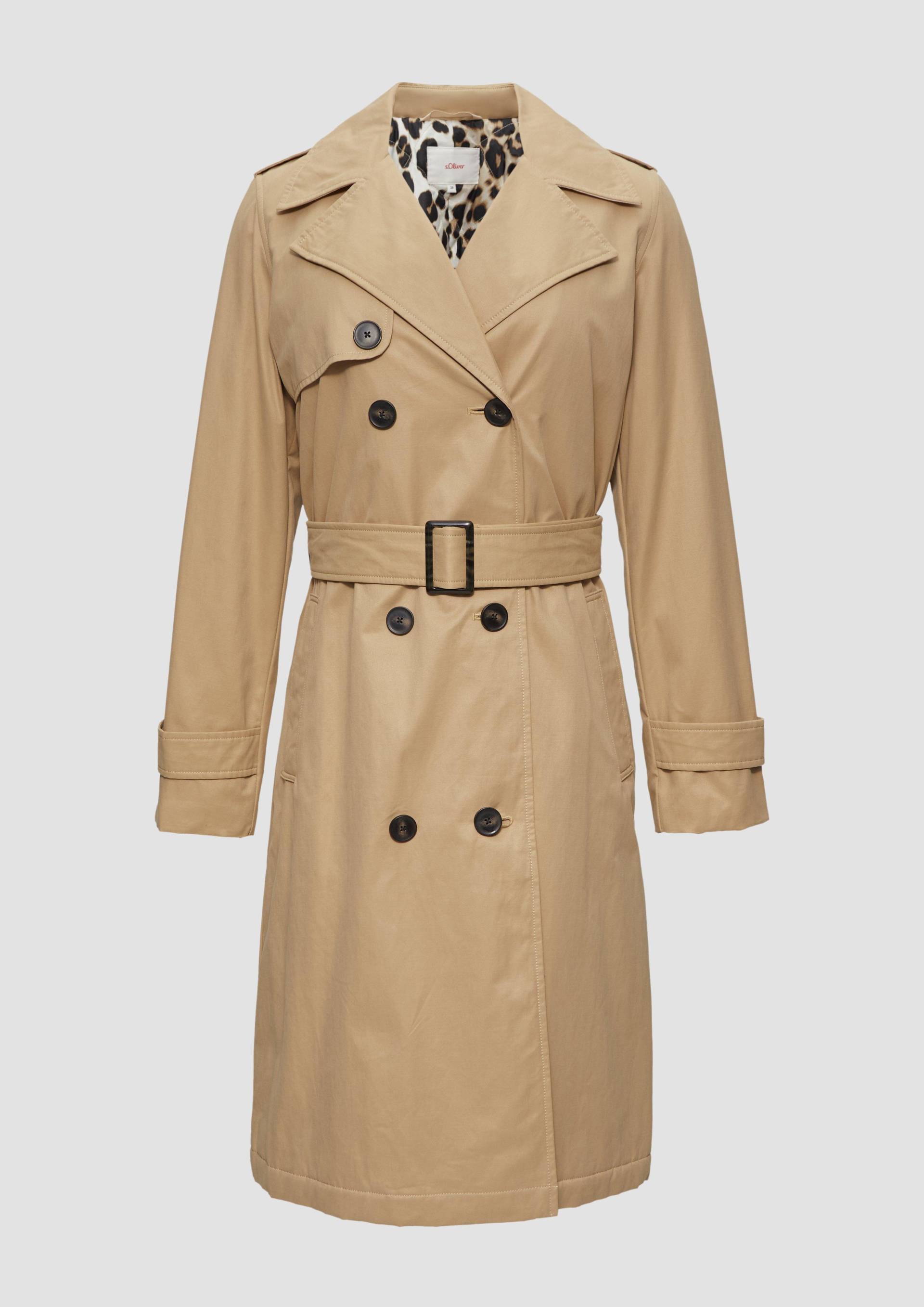s.Oliver - Wattierter Trenchcoat mit Innenprint, Damen, Beige von s.Oliver