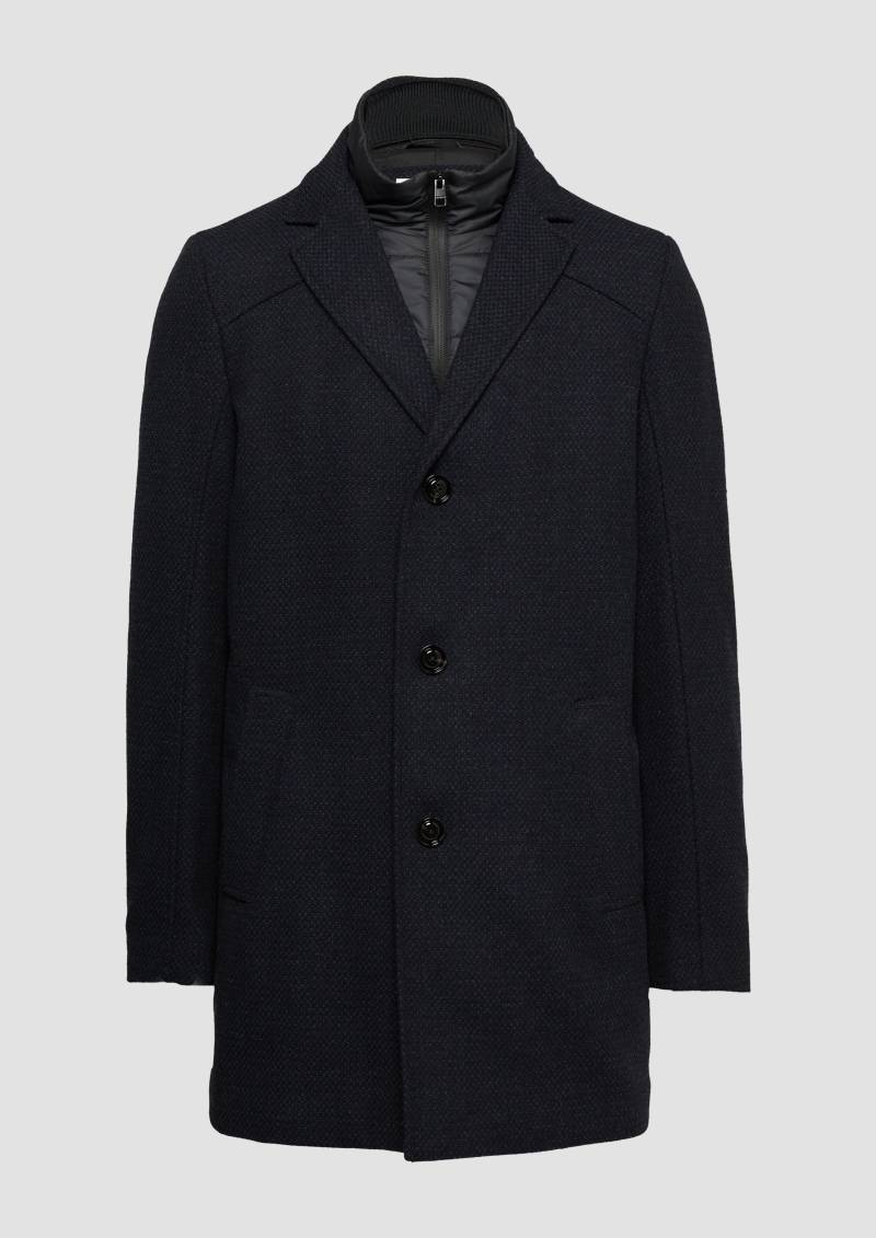 s.Oliver - Wattierter Wollmix-Mantel mit herausnehmbarem Stepp-Einsatz, Herren, blau von s.Oliver