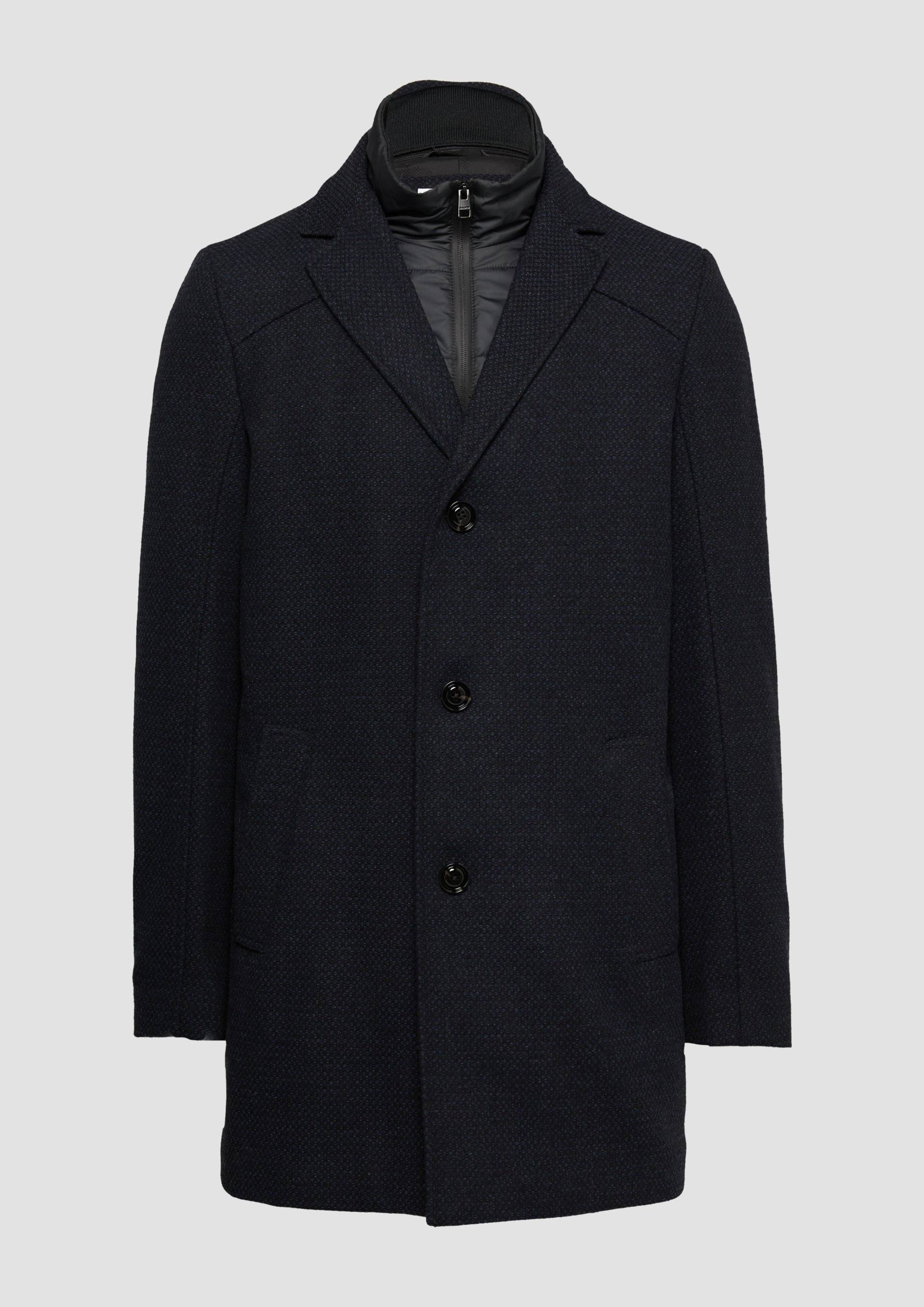 s.Oliver - Wattierter Wollmix-Mantel mit herausnehmbarem Stepp-Einsatz, Herren, blau von s.Oliver