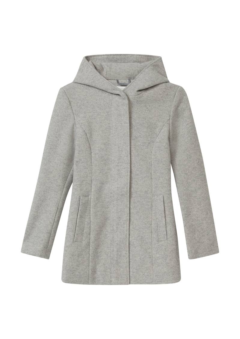 s.Oliver - Webware-Mantel mit fixierter Kapuze und verdeckter Knopfleiste, Mädchen, grau von s.Oliver
