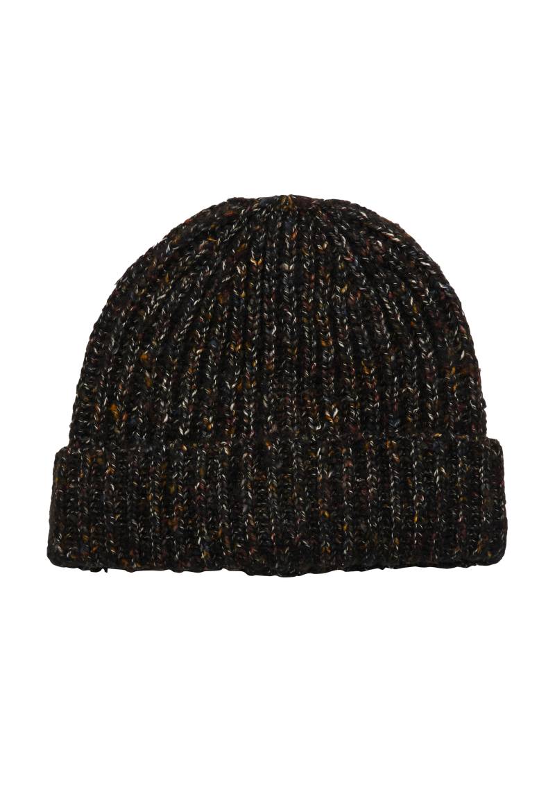 s.Oliver - Weiche Beanie aus Multicolour-Melange, Herren, schwarz von s.Oliver
