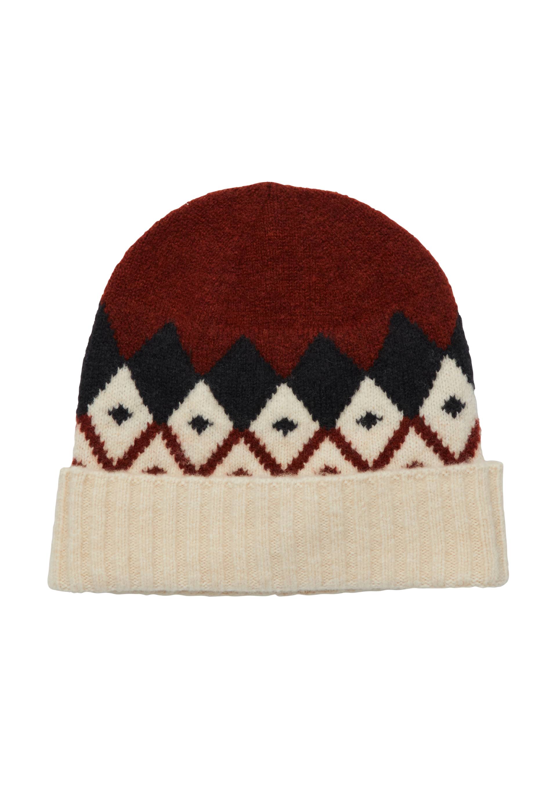 s.Oliver - Weiche Jacquard-Mütze aus Wollmix, Herren, beige|mehrfarbig von s.Oliver