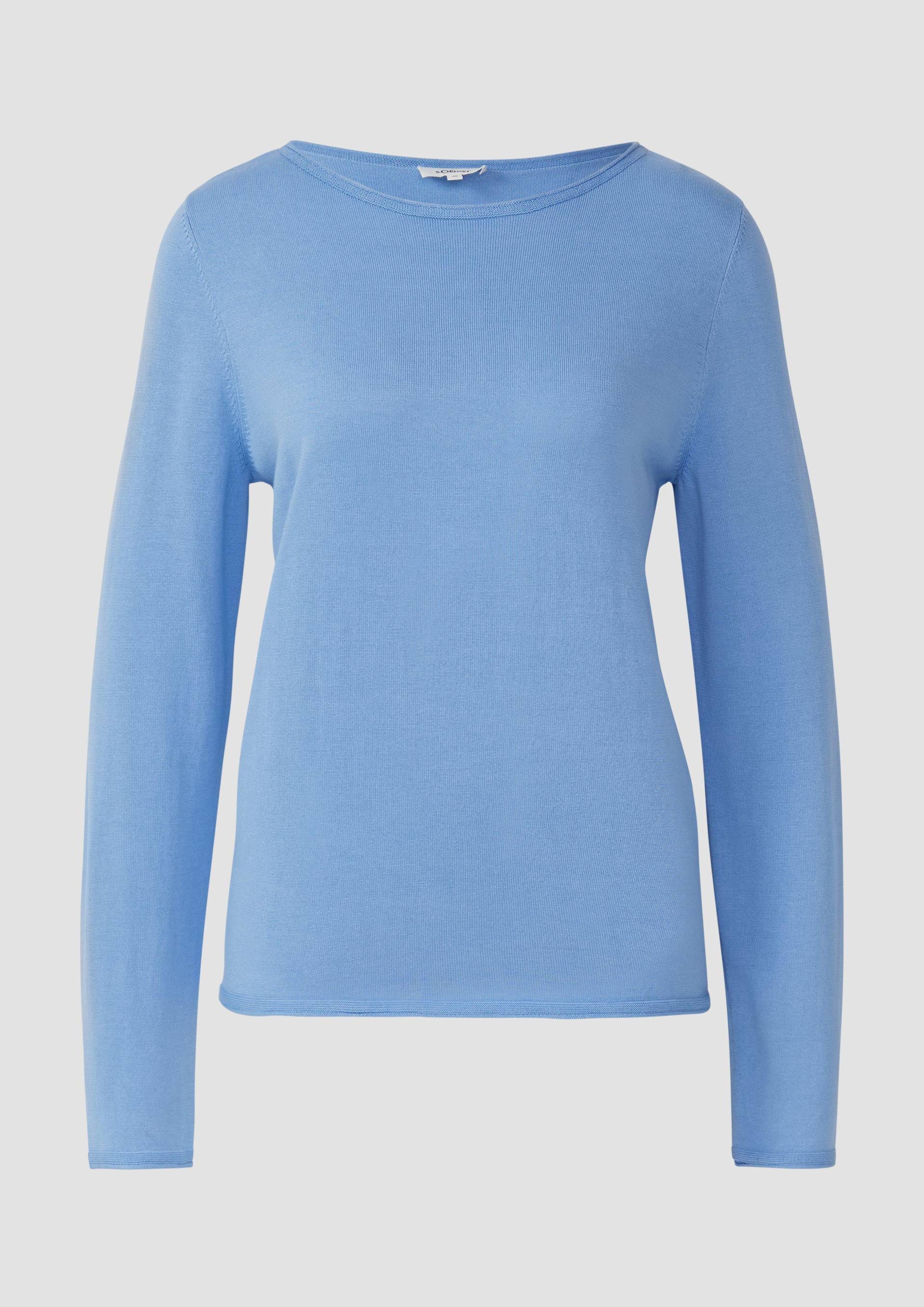 s.Oliver - Weicher Feinstrickpullover mit Rollkanten, Damen, blau von s.Oliver