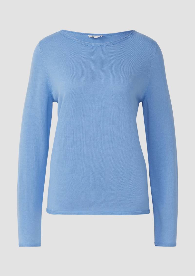 s.Oliver - Weicher Feinstrickpullover mit Rollkanten, Damen, blau von s.Oliver