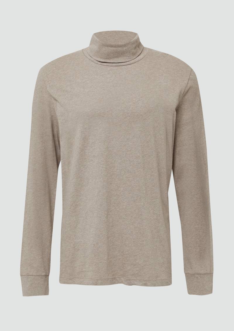 s.Oliver - Weicher Longsleeve mit Rollkragen und Ärmelbündchen, Herren, Beige von s.Oliver
