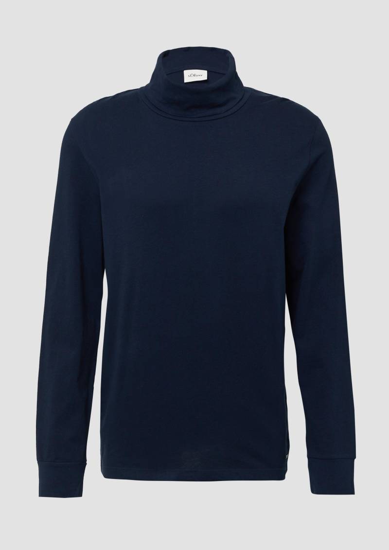 s.Oliver - Weicher Longsleeve mit Rollkragen und Ärmelbündchen, Herren, blau von s.Oliver