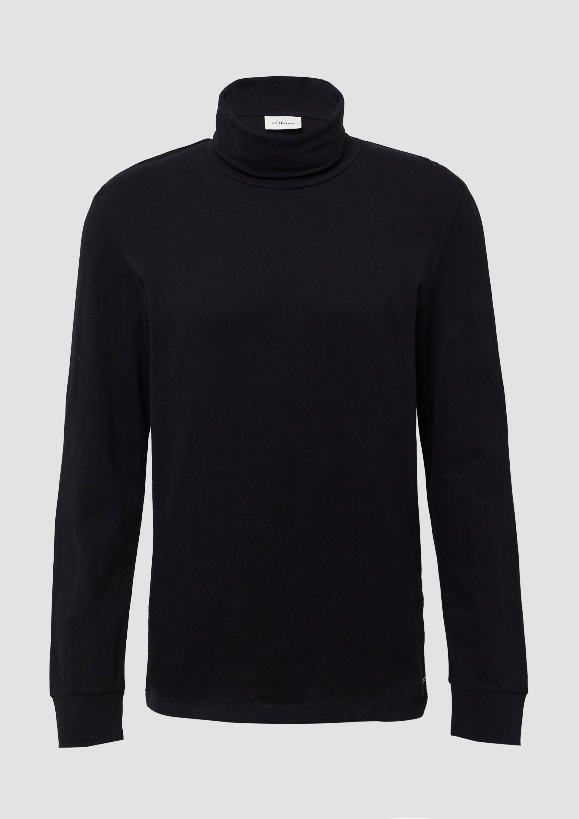 s.Oliver - Weicher Longsleeve mit Rollkragen und Ärmelbündchen, Herren, schwarz von s.Oliver
