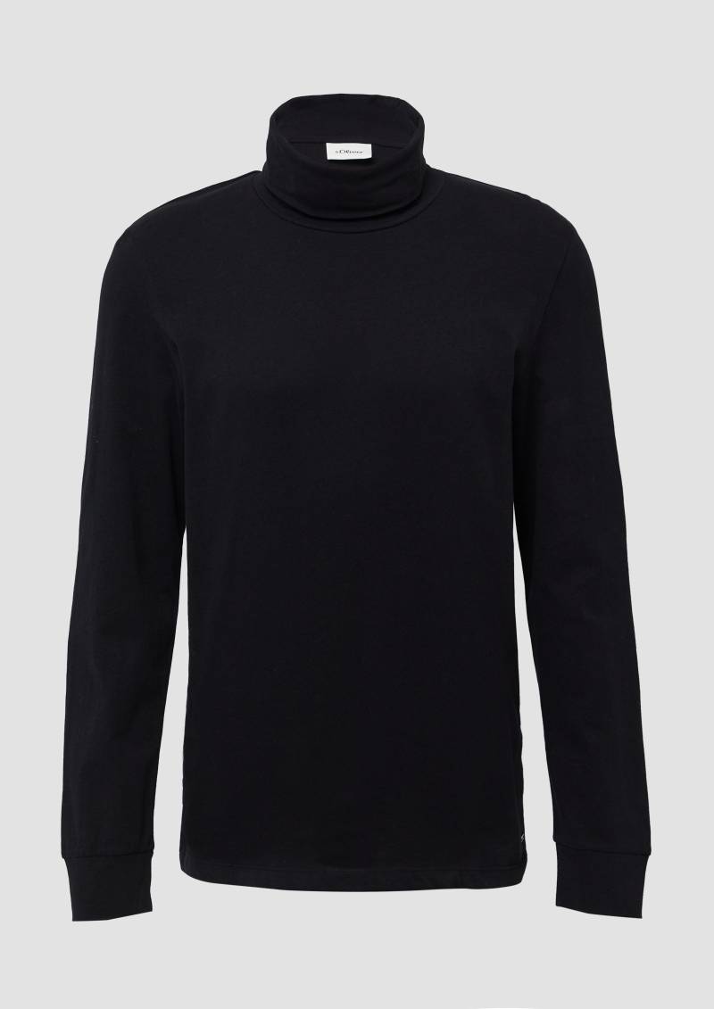 s.Oliver - Weicher Longsleeve mit Rollkragen und Ärmelbündchen, Herren, schwarz von s.Oliver
