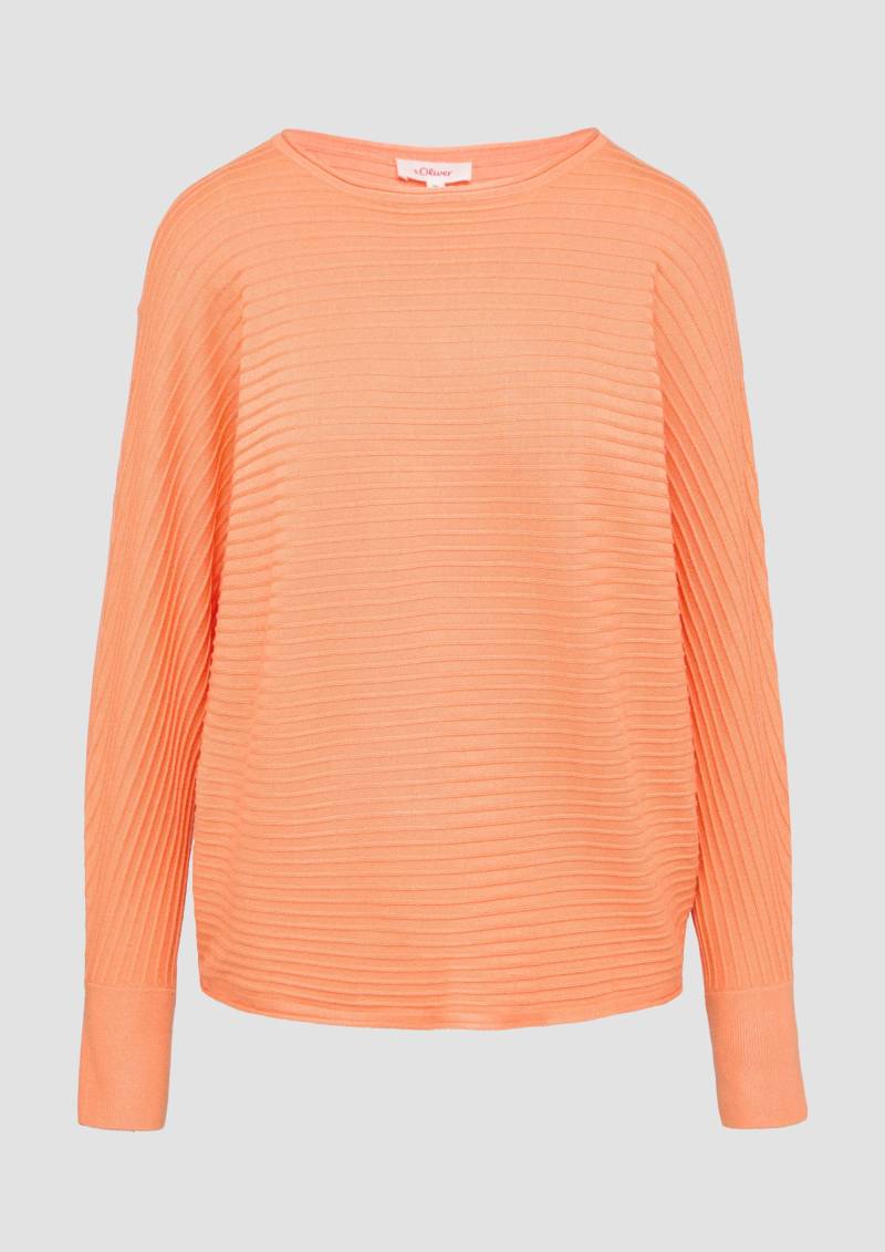 s.Oliver - Weicher Strickpullover aus Viskosemix mit Fledermausärmeln, Damen, Orange von s.Oliver