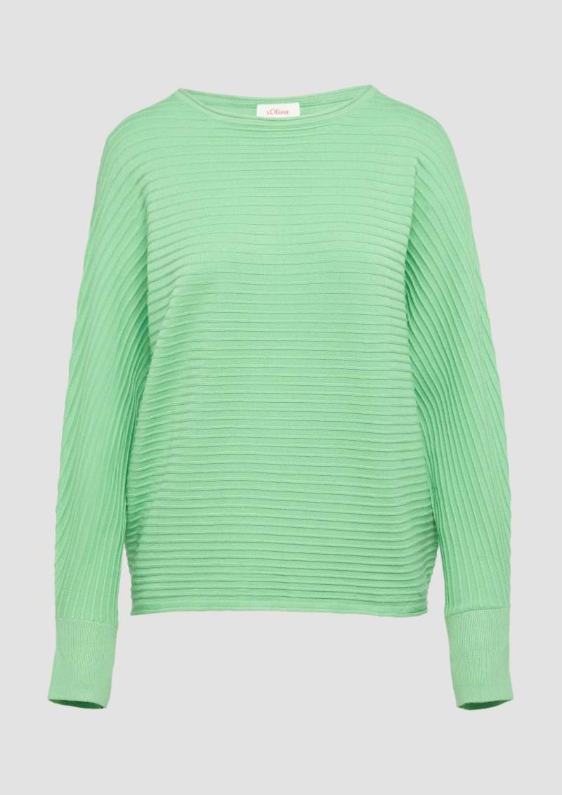 s.Oliver - Weicher Strickpullover aus Viskosemix mit Fledermausärmeln, Damen, grün von s.Oliver
