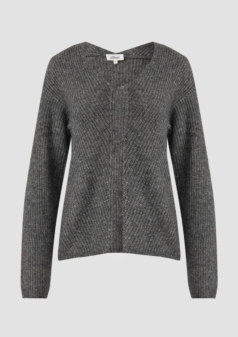s.Oliver - Weicher Strickpullover im Relaxed Fit mit V-Ausschnitt, Damen, grau von s.Oliver