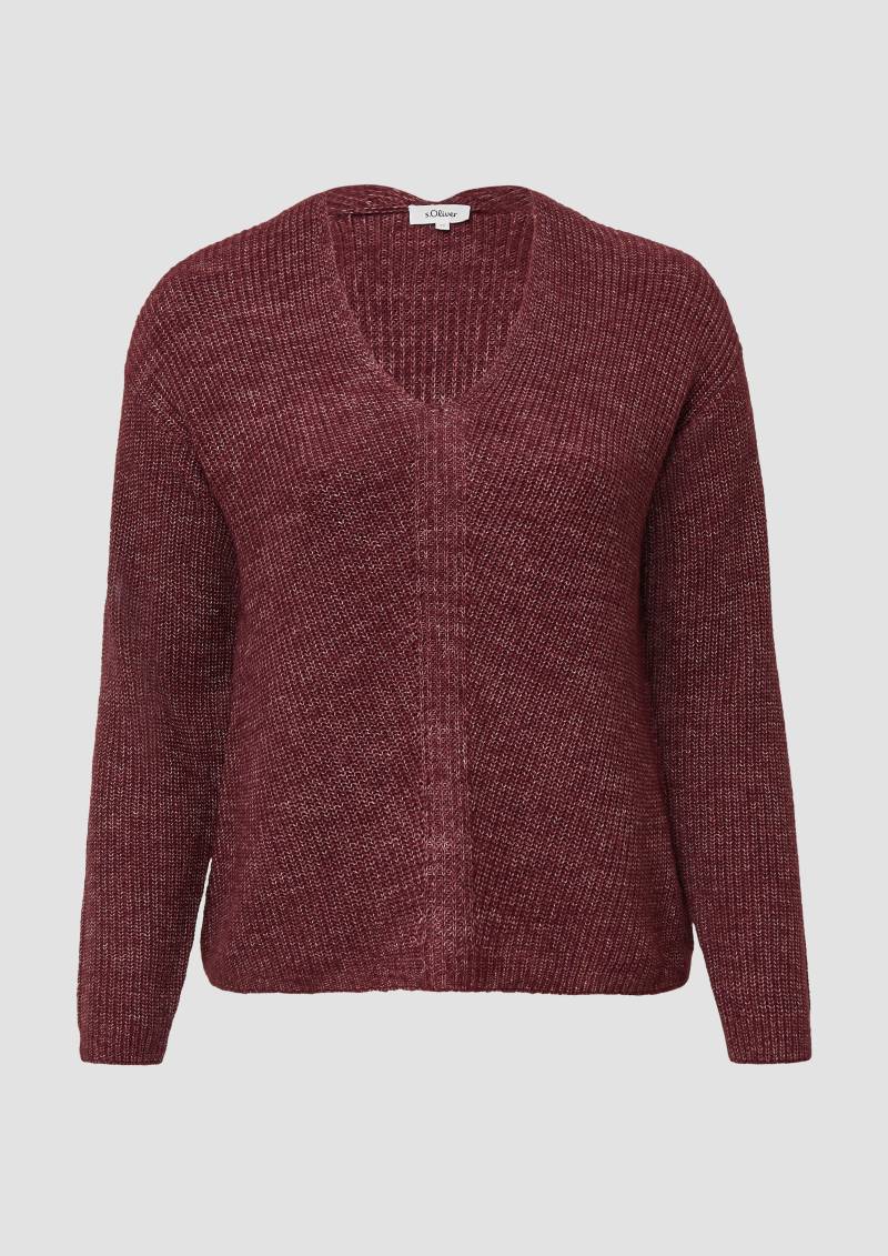 s.Oliver - Weicher Strickpullover im Relaxed Fit mit V-Ausschnitt, Damen, rot von s.Oliver