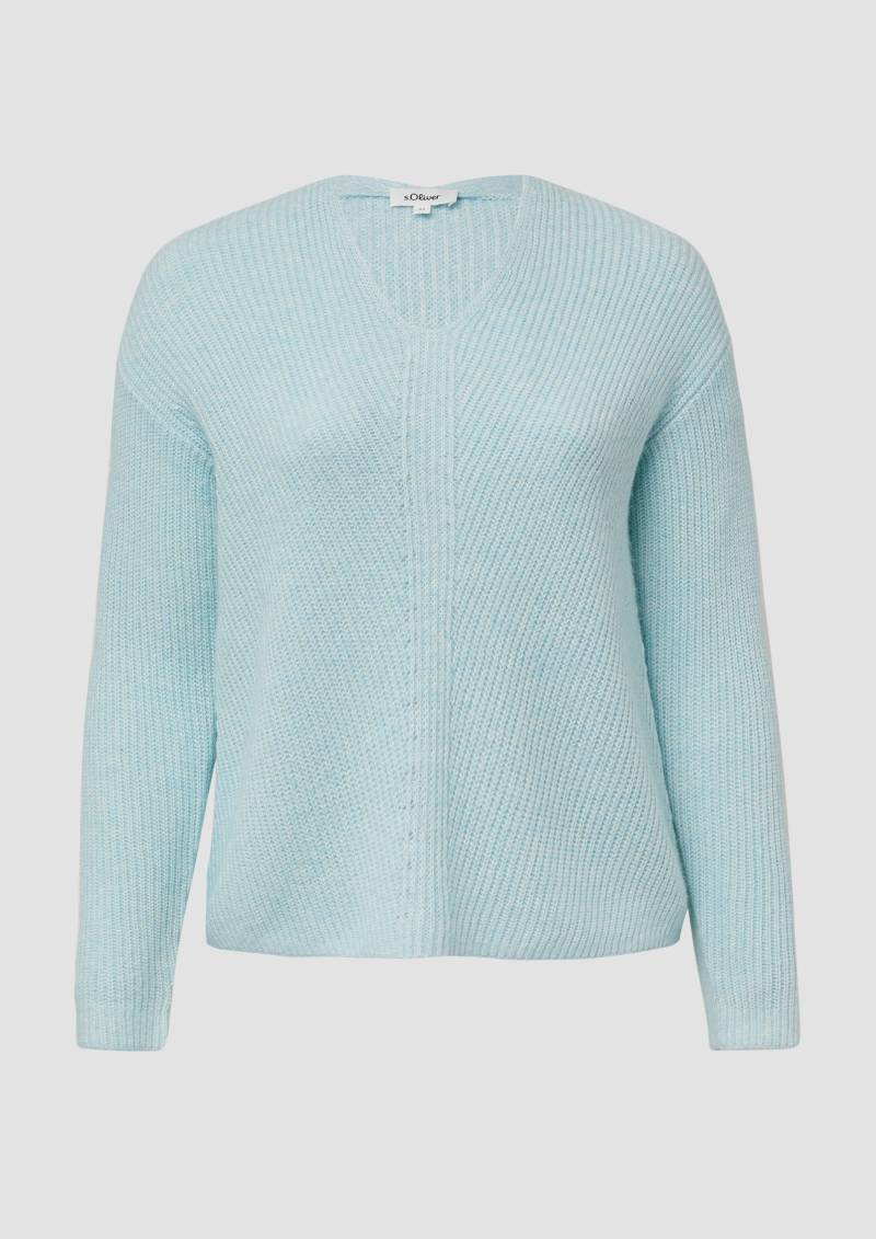 s.Oliver - Weicher Strickpullover im Relaxed Fit mit V-Ausschnitt, Damen, türkis von s.Oliver