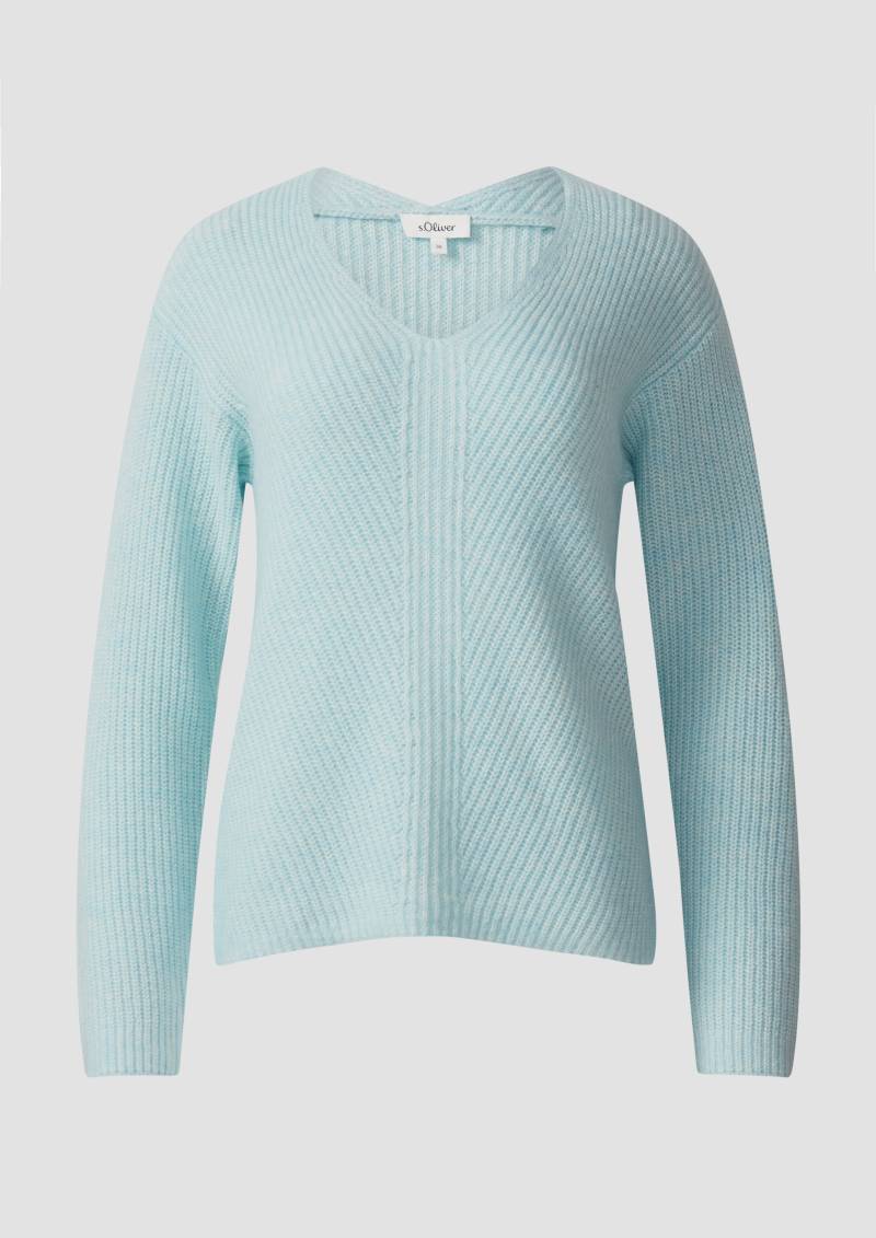 s.Oliver - Weicher Strickpullover im Relaxed Fit mit V-Ausschnitt, Damen, türkis von s.Oliver
