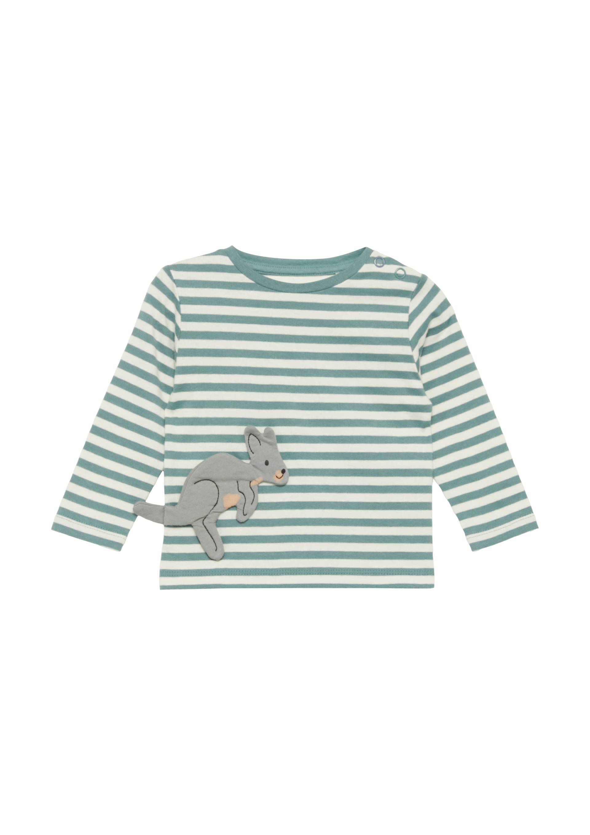 s.Oliver - Weiches Baumwoll-Longsleeve mit Känguru-Applikation, Babys, türkis von s.Oliver