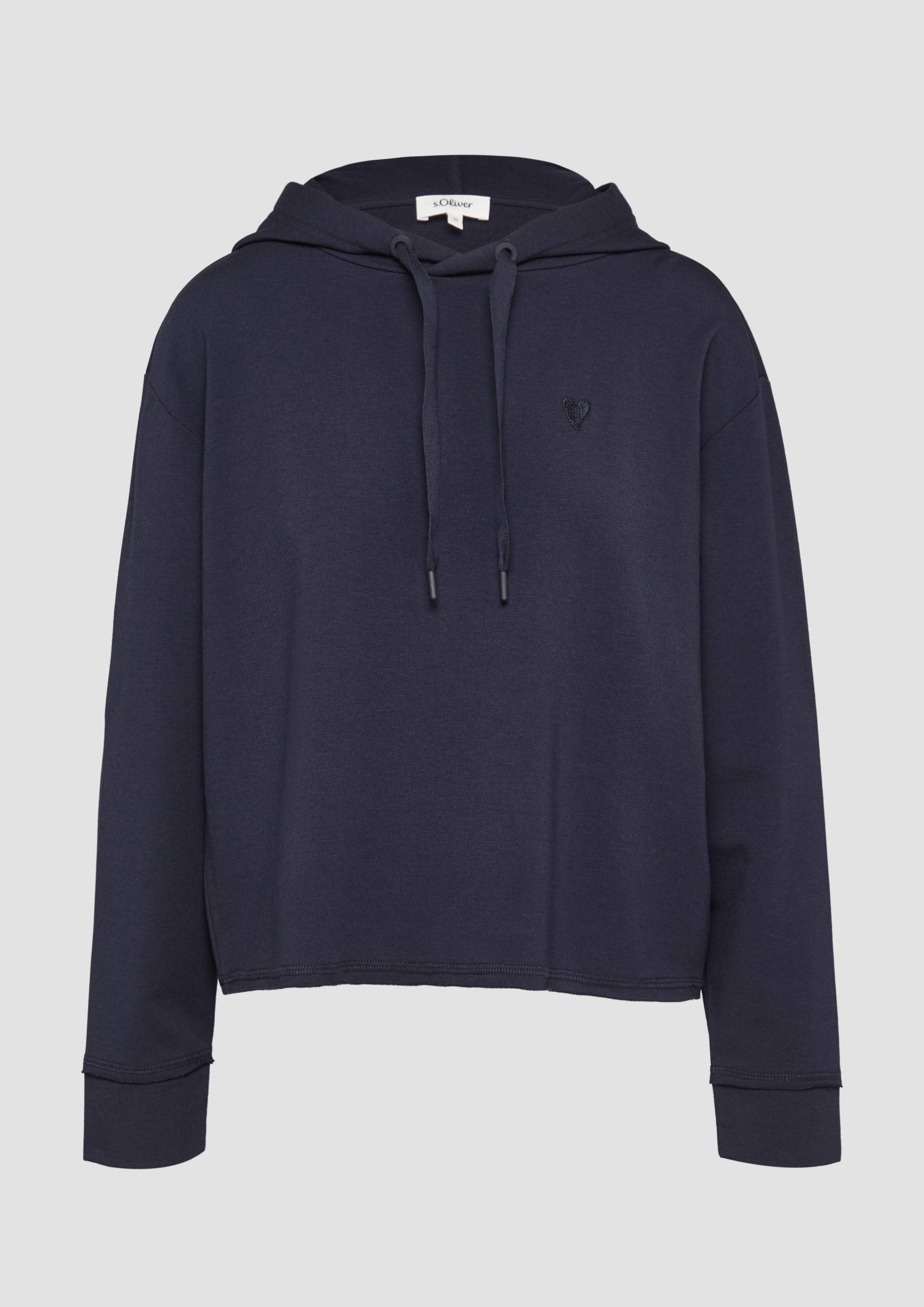 s.Oliver - Weiches Kapuzen-Sweat mit Herz-Stickerei, Damen, blau von s.Oliver