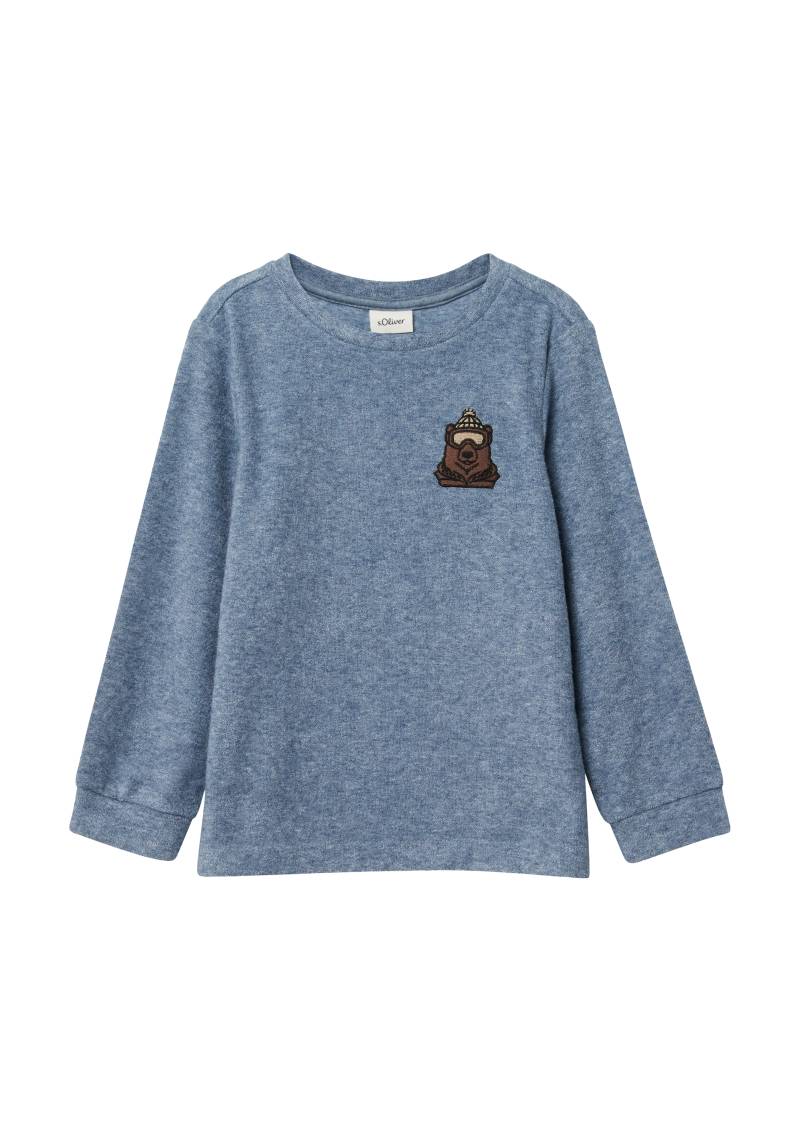 s.Oliver - Warmes Langarmshirt mit Struktur und Stickerei, Kinder, blau von s.Oliver